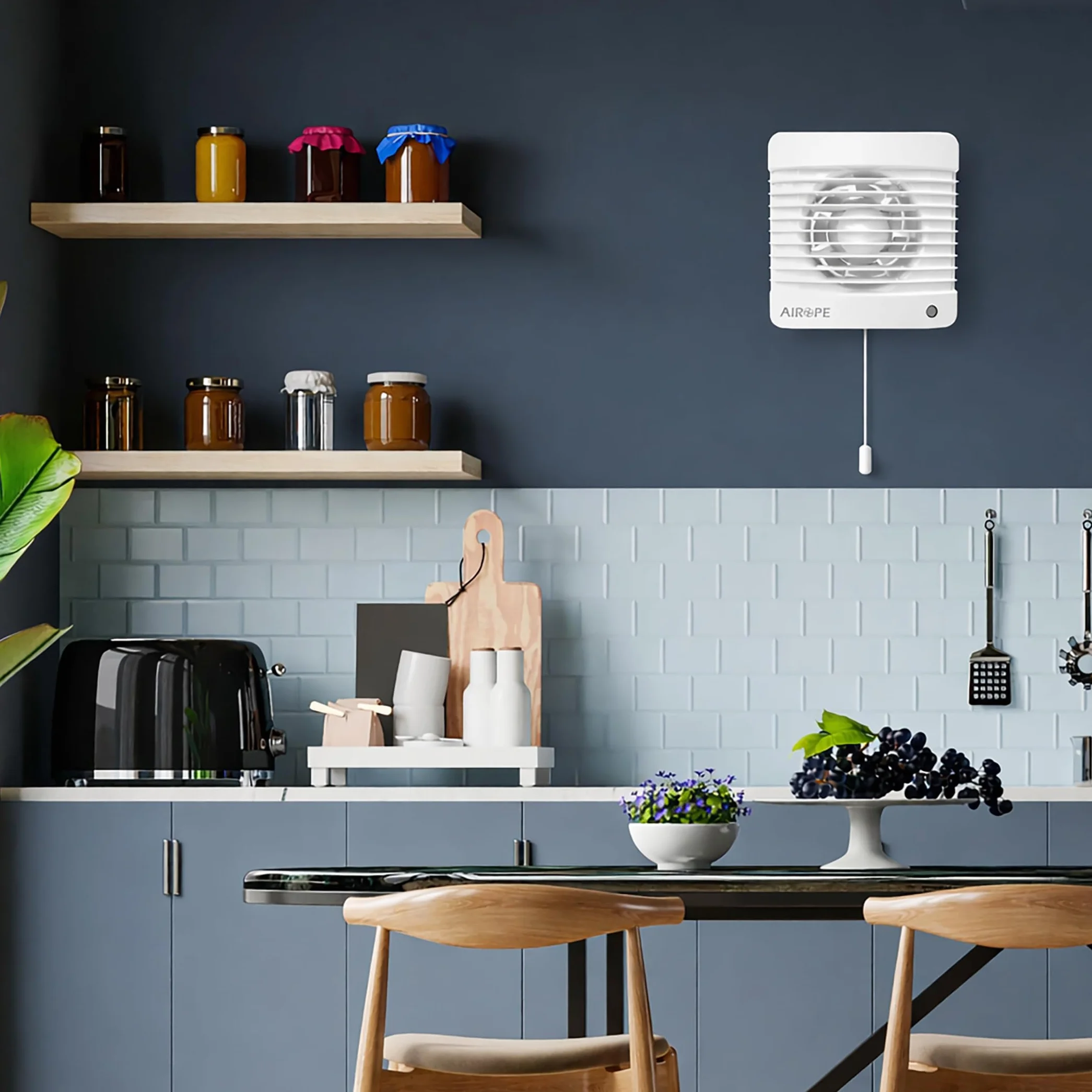 Wentylator wyciągowy powietrza VMC 100 mm z przełącznikiem suwakowym, zaworem zwrotnym + moskitiera, 7 W, 26 dB, do łazienki, kuchni, WC, cichy, 5 lat