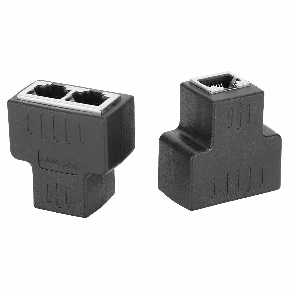Przełączniki, 2 szt. adapter kabla Ethernet 1 cal 2-out RJ45 żeński interfejs LAN złącze przedłużacz kabla rozdzielacz do przewodu internetowego