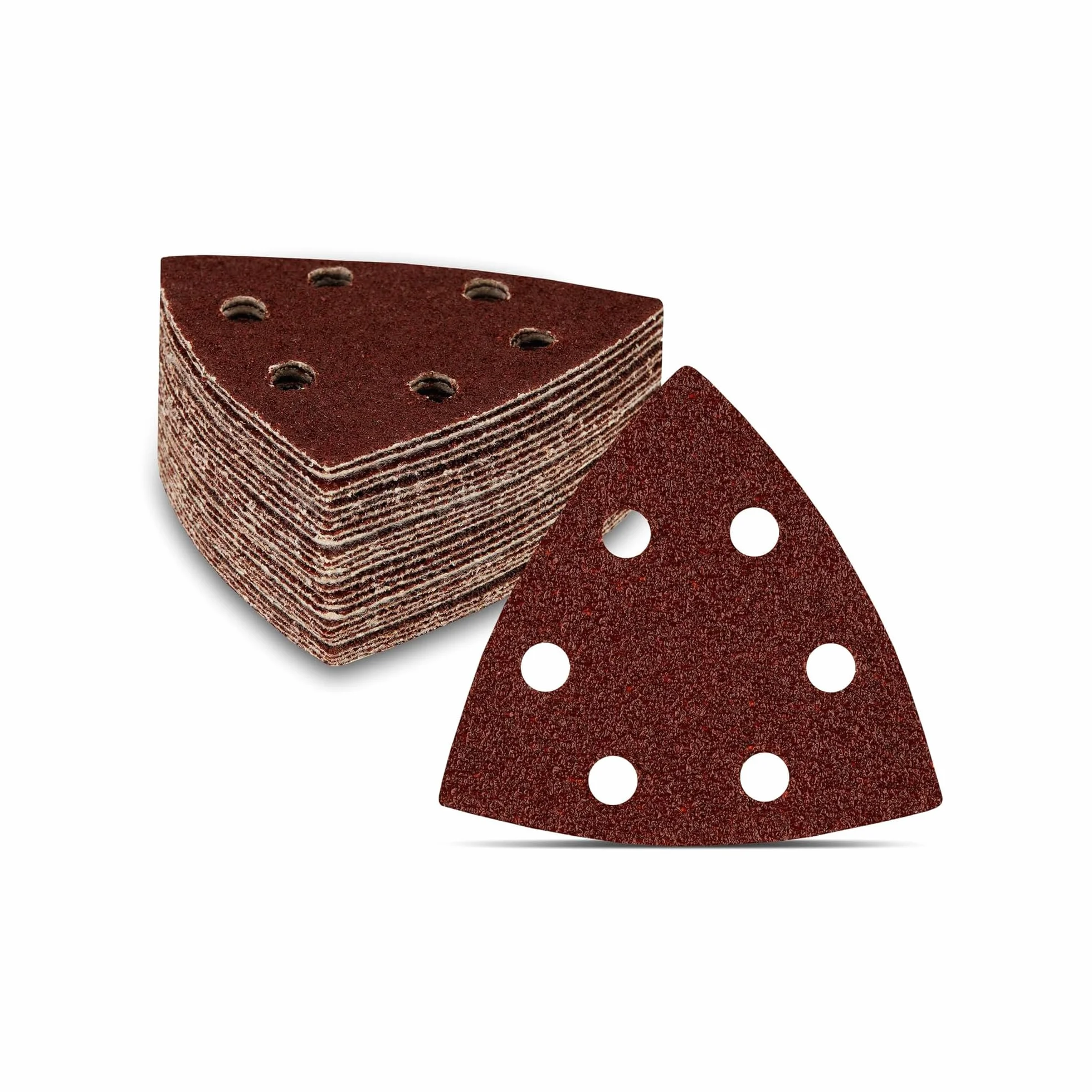 Delta-Trójkąty szlifujące │ 120 sztuk │ 6 otworów │ 93 x 93 mm │ Mixpack (20 x ziarno 40/60/80/120/180/240 każdy) │ do szlifierek delta │ Arkusze ścierne │ Papier ścierny