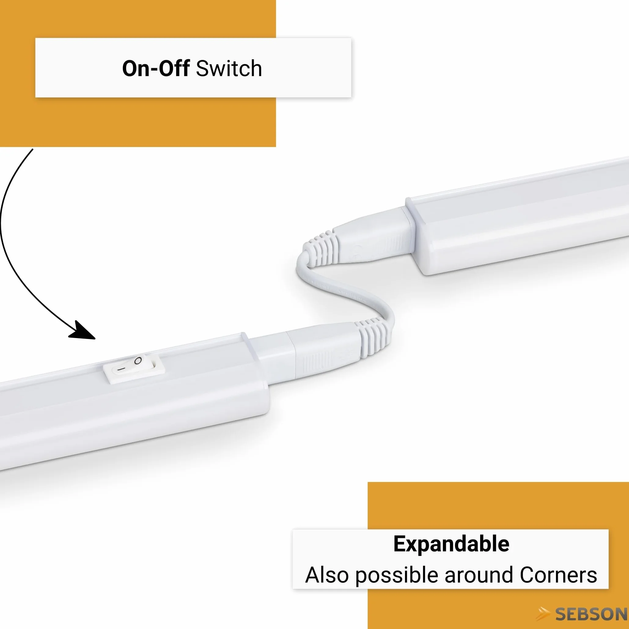 SEBSON Lampa LED do zabudowy kuchennej, 90 cm, z wtyczką i przełącznikiem, 4000 K, neutralna biel, 12 W, 1900 lm, listwa świetlna LED 230 V, lampa kuchenna do zabudowy 880 x 30 x 22 mm