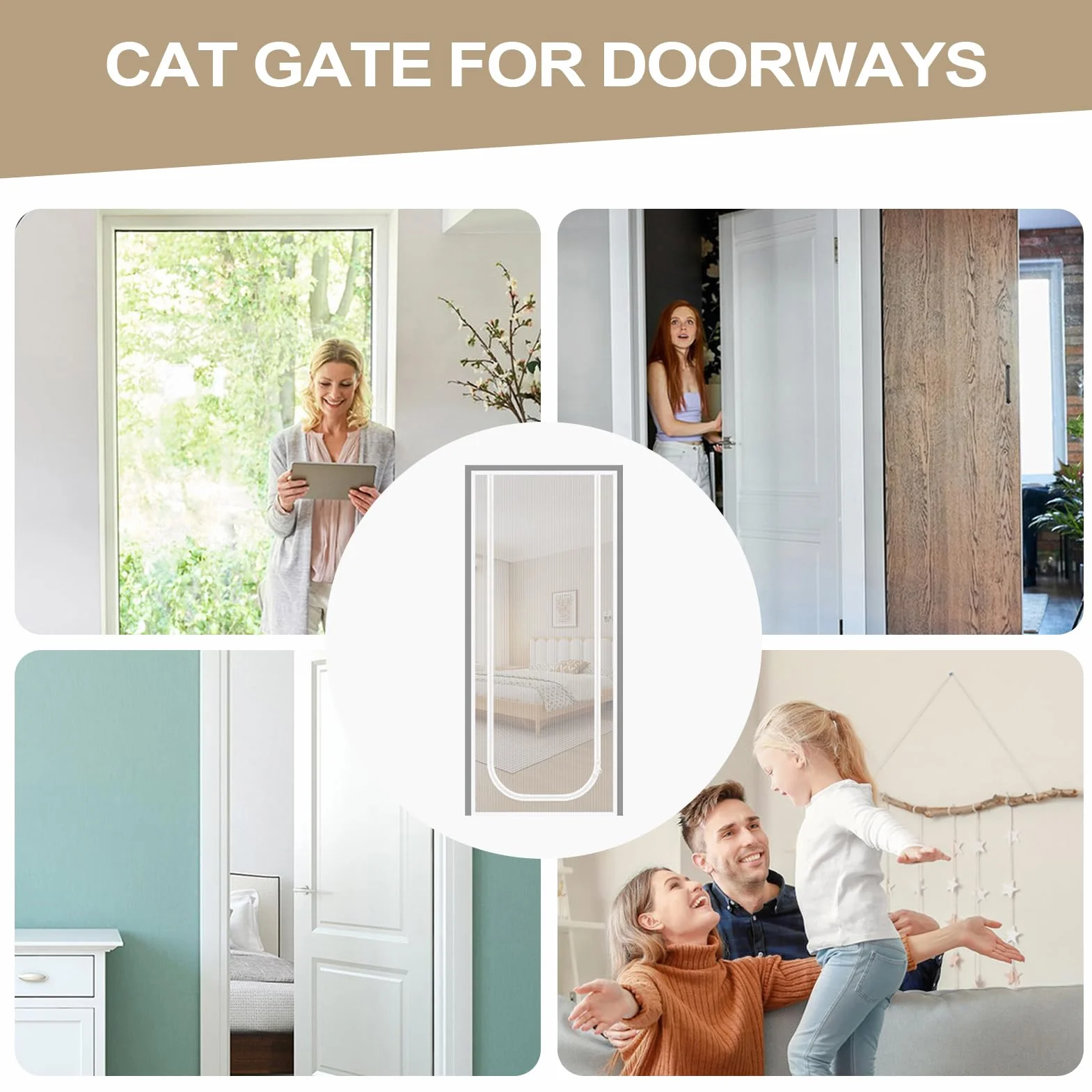 Pet Proof Screen Door, Mesh Cover, Cat Resistant Screen, Scratch Proof Zipper Design, Ventilated Barrier for Home Use, 31.52x78.8 or 55.16x94.56 Inches, Transparent, 1 Piece