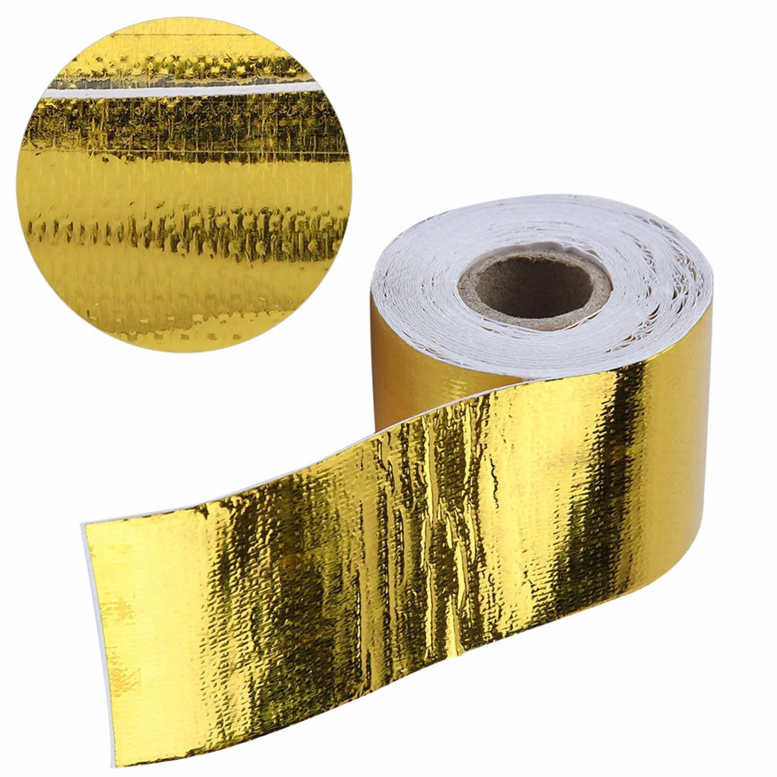 Taśma klejąca Aramox, 1 rolka złotej folii aluminiowej do samochodów, taśma odblaskowa do osłony termicznej (10 m x 5 cm)