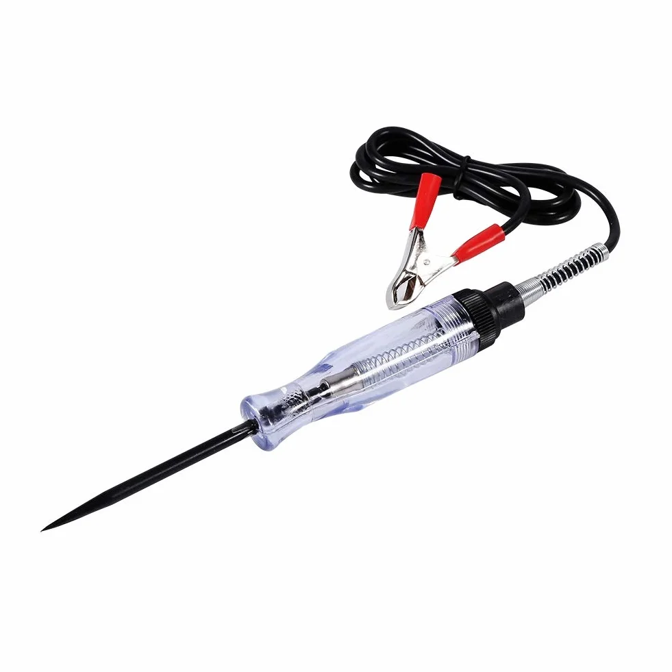 DEWIN Tester obwodu przewodu elektrycznego, Auto 6 V 12 V 24 V DC kamera samochodowa tester napięcia test obwodu VoltMet długi długopis żarówka