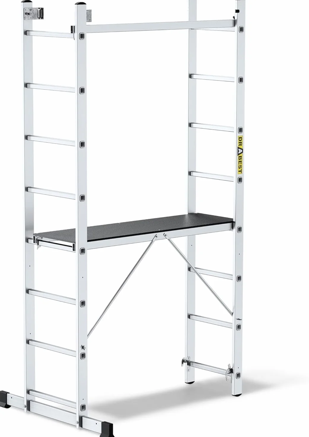 DRABEST Aluminiowe rusztowanie BASIC 2x8 – podest 33x114 cm – Trwałe, solidne i lekkie rusztowanie – Wewnątrz i na Zewnątrz Budynków 46x214x14cm