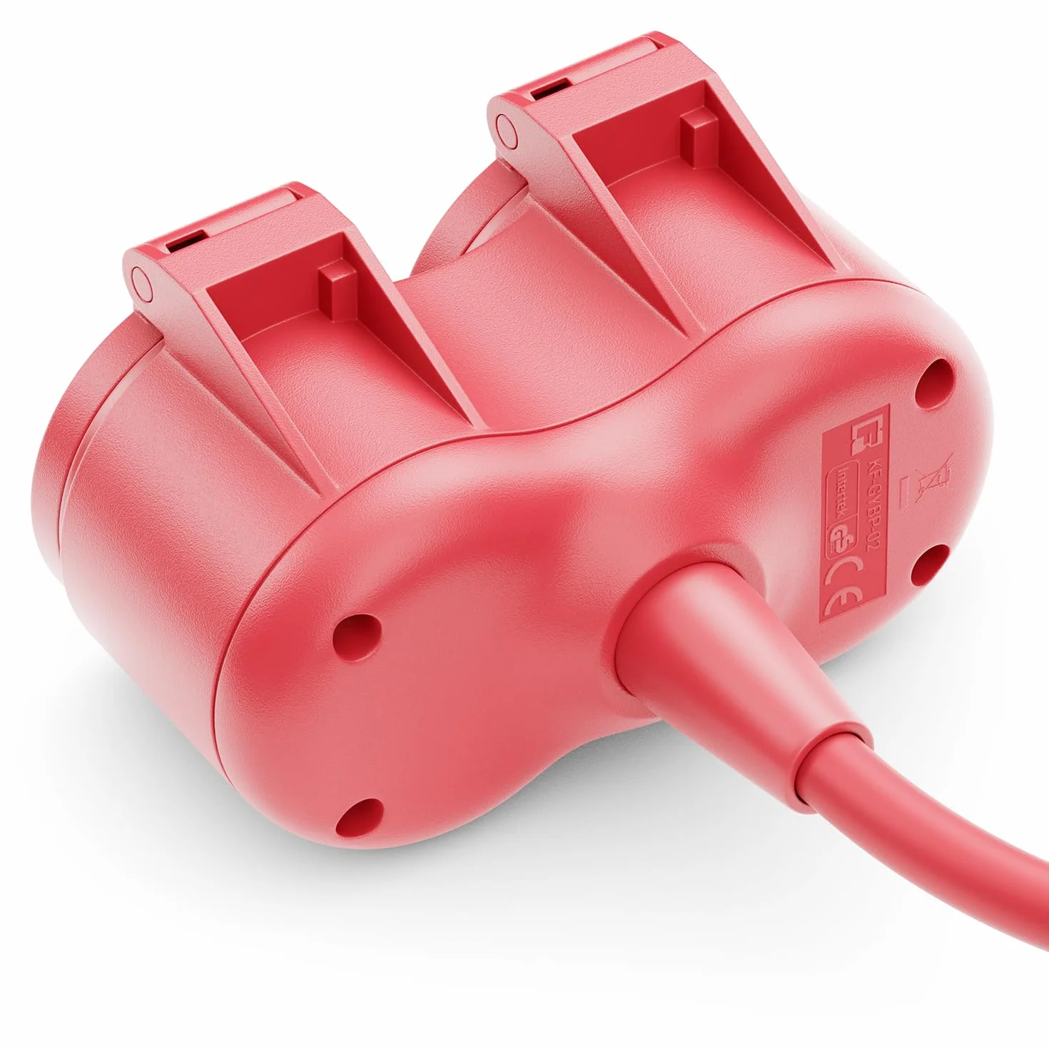 deleyCON 2m Przedłużacz Ogrodowy Kabel Zasilający IP44 (H07RN-F 3G1.5mm²) Odporne na Warunki Atmosferyczne Gumowy Kabel do Użytku na Zewnątrz - Wtyczka z Bolcem Ochronnym na 2x Gniazdo - Czerwony