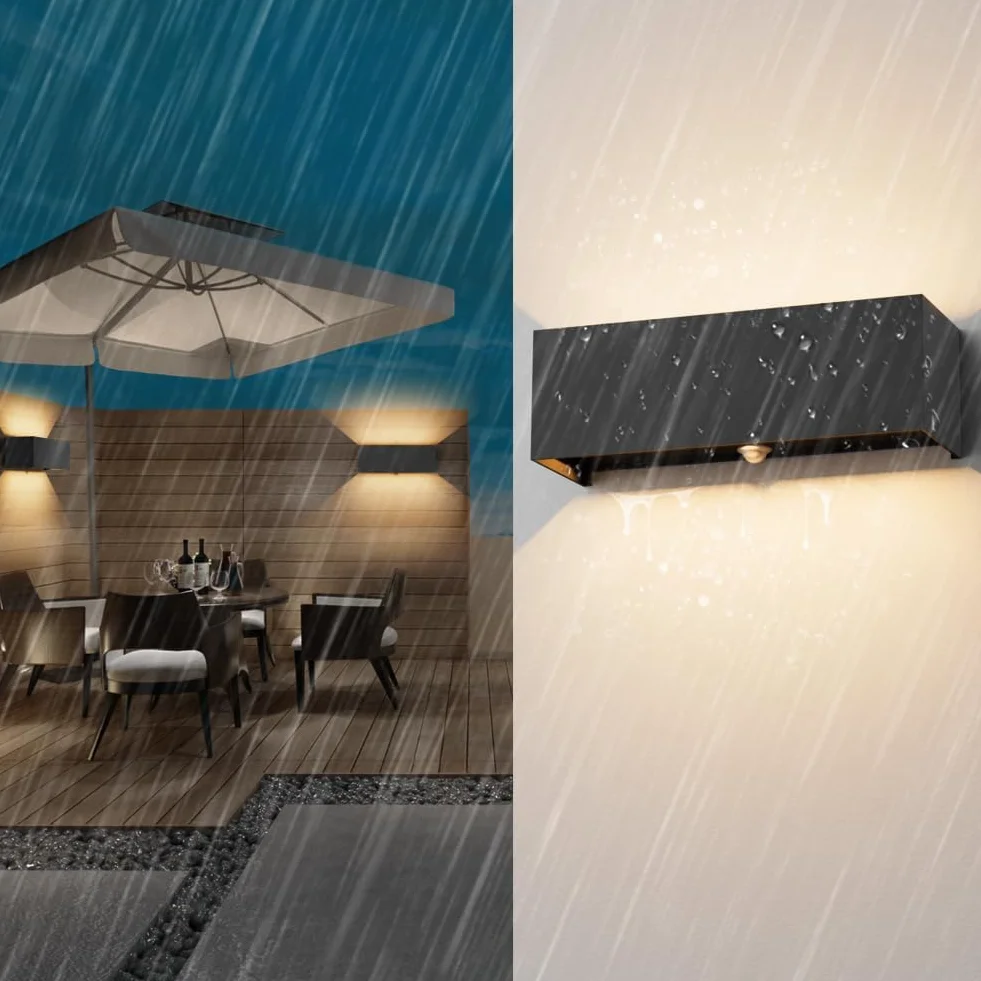 Klighten 30W Lampa zewnętrzna z czujnikiem ruchu, 2 szt. Lampy z czujnikiem ruchu Regulowana wiązka światła, lampa ścienna z czujnikiem ruchu