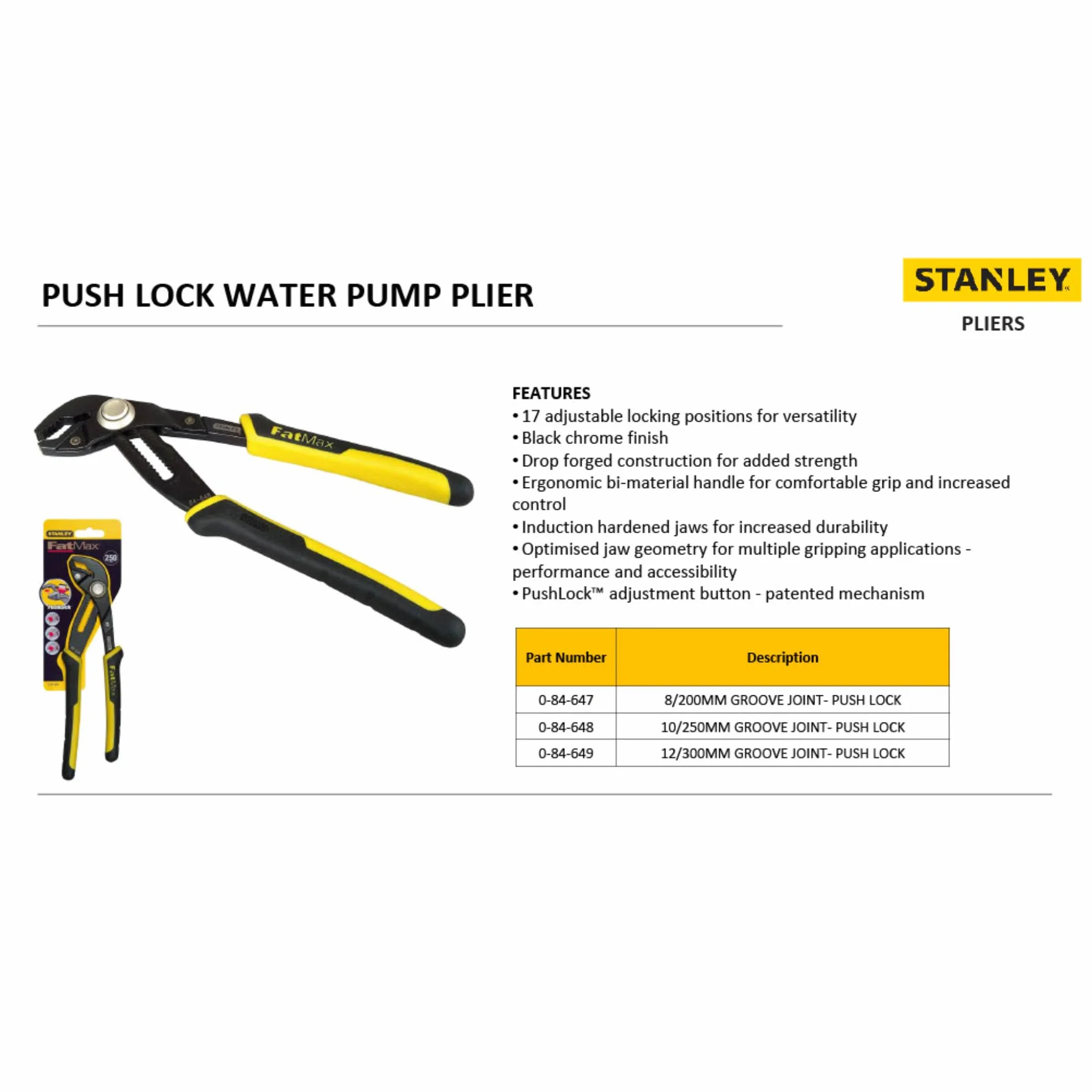 STANLEY FatMax Szczypce z cremallera 200mm