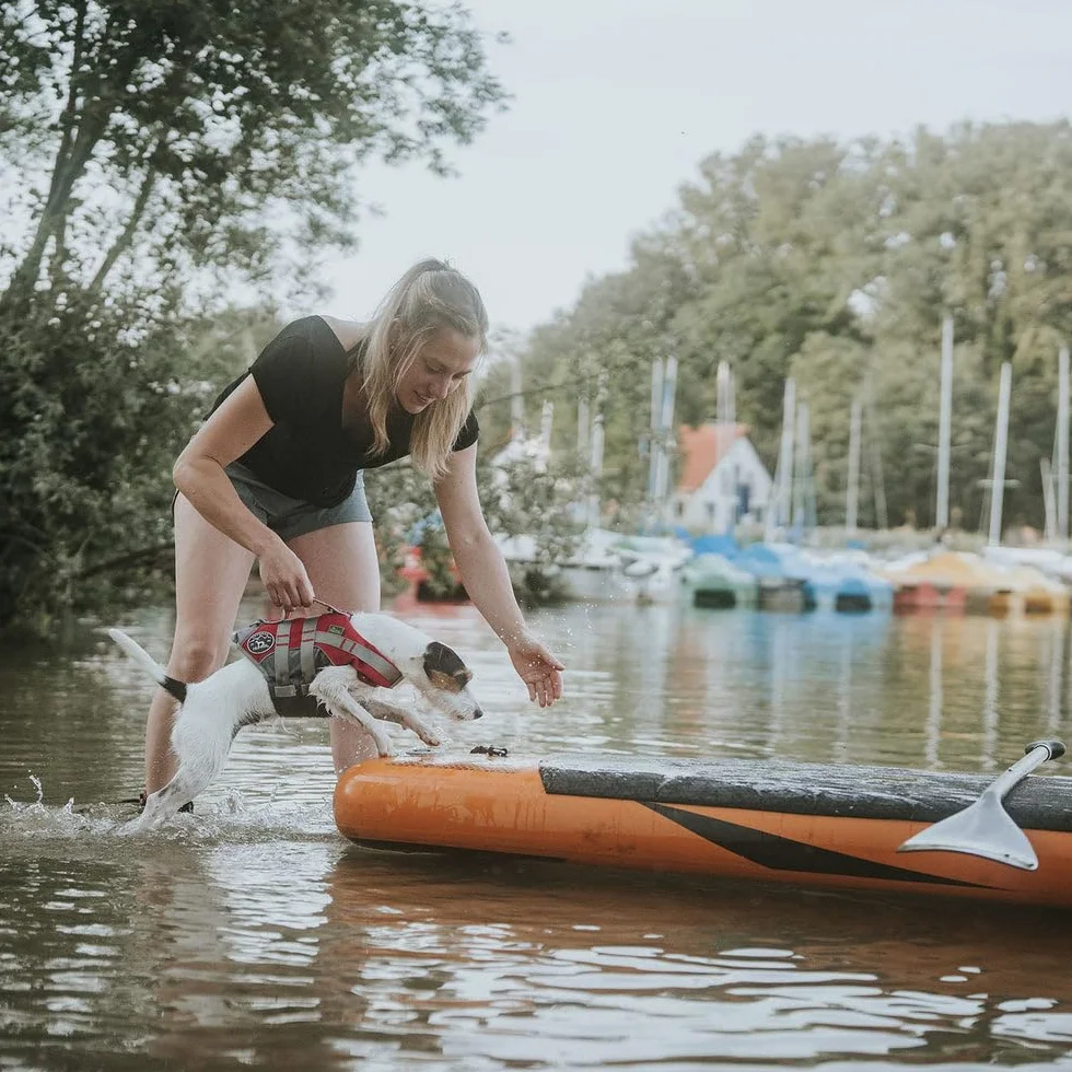 Hunter Moss Kamizelka do Pływania dla Psów, Szary/Czerwony, L