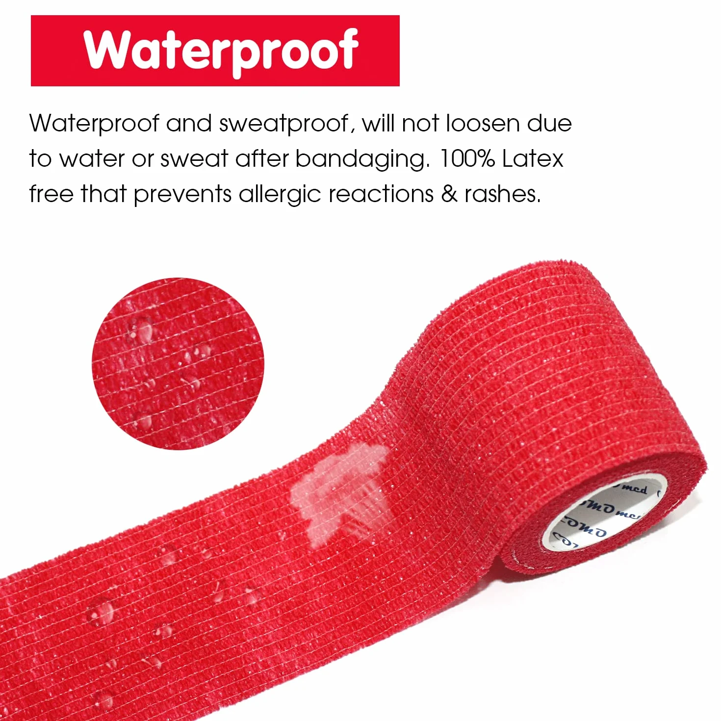 6 Rolls Cohesive Bandage 10 cm X4,5 cm Red, Flexible Bandage, Non-Woven Cohesive, Athletic Tape, Fat Wrap, Wraps Bandage, Suitable for Sensitive Ski…