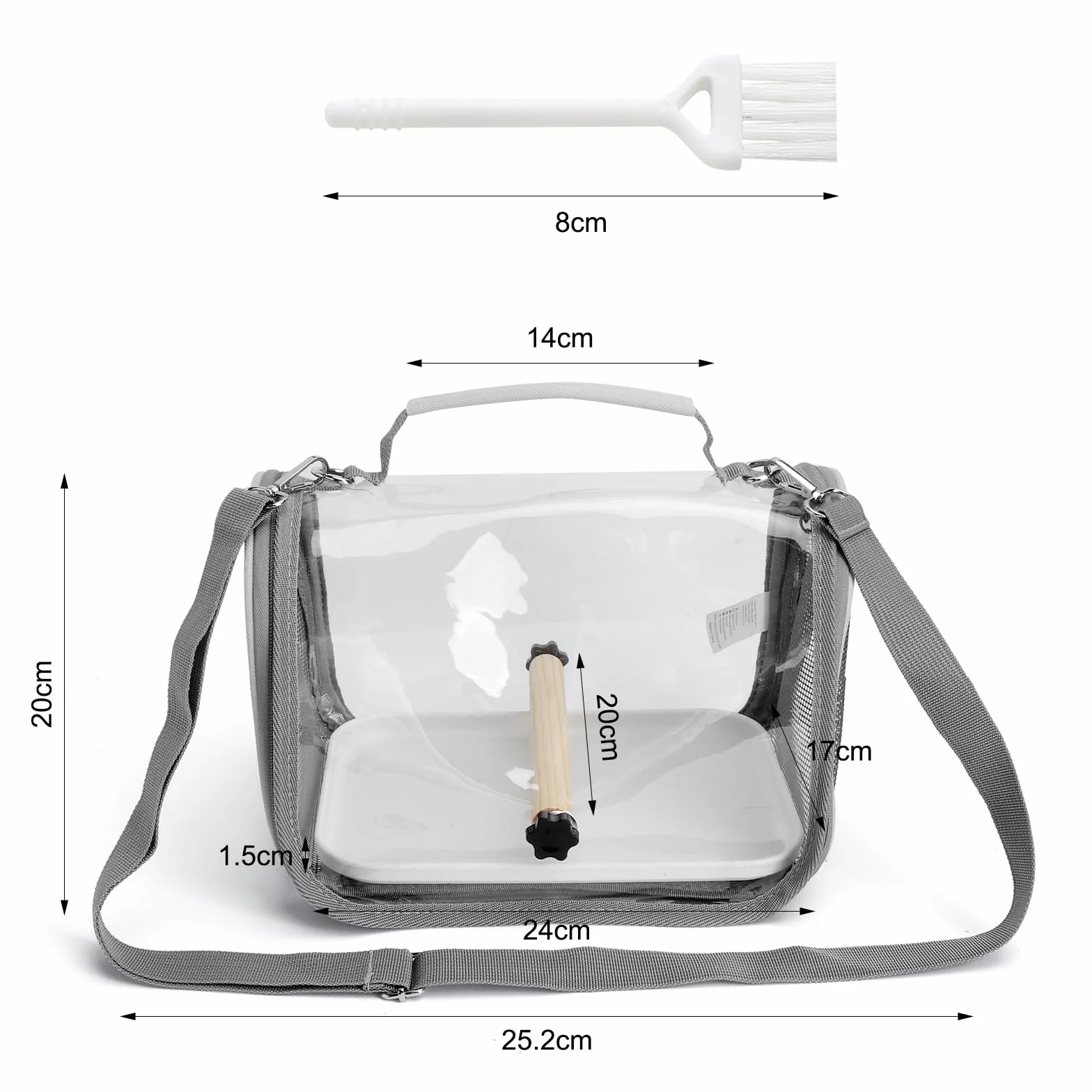 Pudełko transportowe dla ptaków z drewnianym drążkiem i tacą, plecak dla papugi