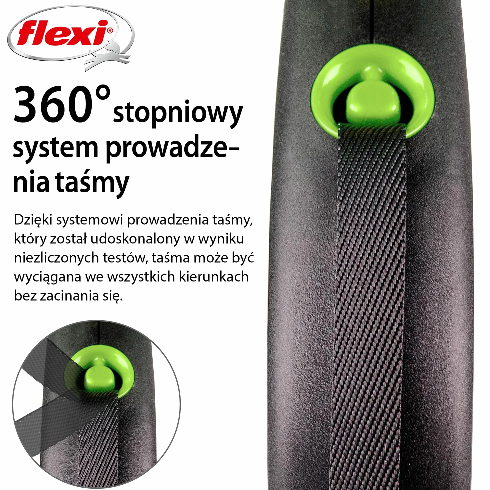 Flexi smycz automatyczna taśma M 5m zielona