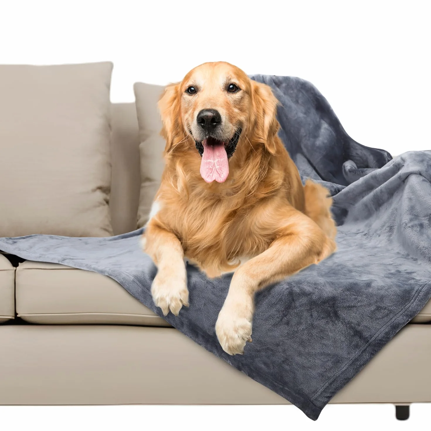 Nobleza Wodoodporny koc dla psa XXL 203 x 152 cm, miękki puszysty pluszowy zwierzak zmywalny szczelny pluszowy koc na sofę i łóżko, dwustronny, szary