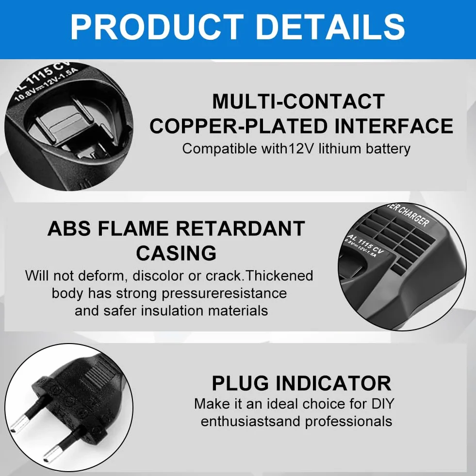 Ładowarka Bosch 10,8 V-12 V AL1115CV AL1130CV szybkiego ładowania UE