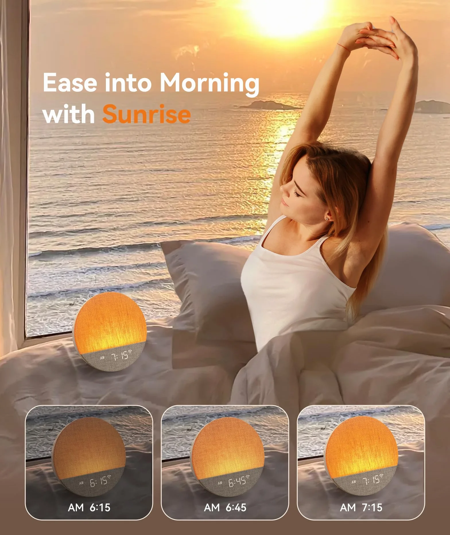 Dreamegg Sunrise 1 Reveil Lumineux Machine à Bruit Blanc 34 Sons Apaisants