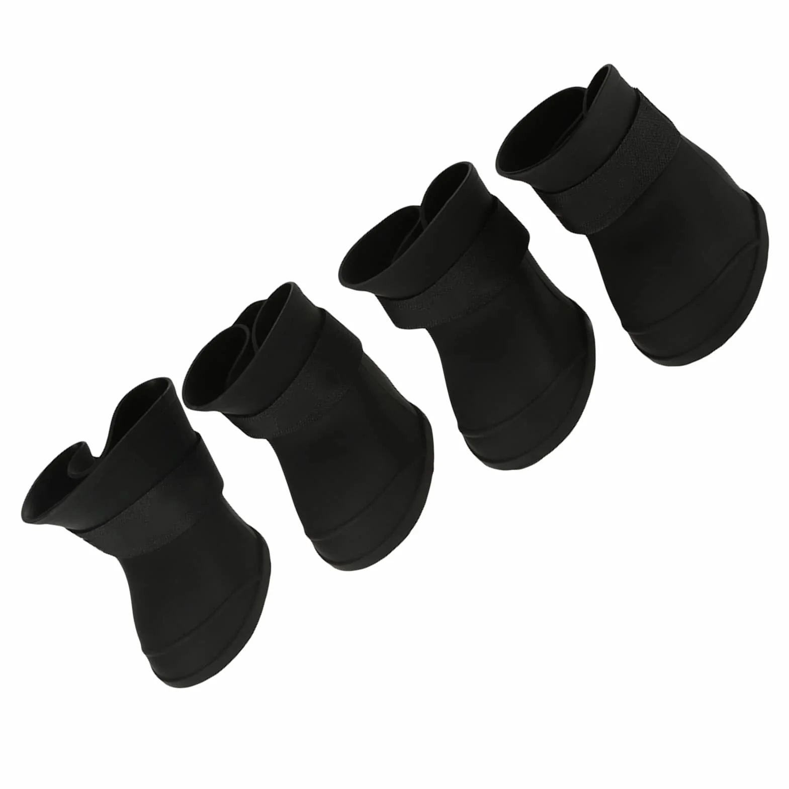 Ejoyous Buty dla psa, wodoodporne, zestaw 4 sztuk, buty dla psa, antypoślizgowe, silikonowe, ochrona przed wiatrem, z zapięciem na , tekstura odcisku stopy, rozmiar XL, czarne