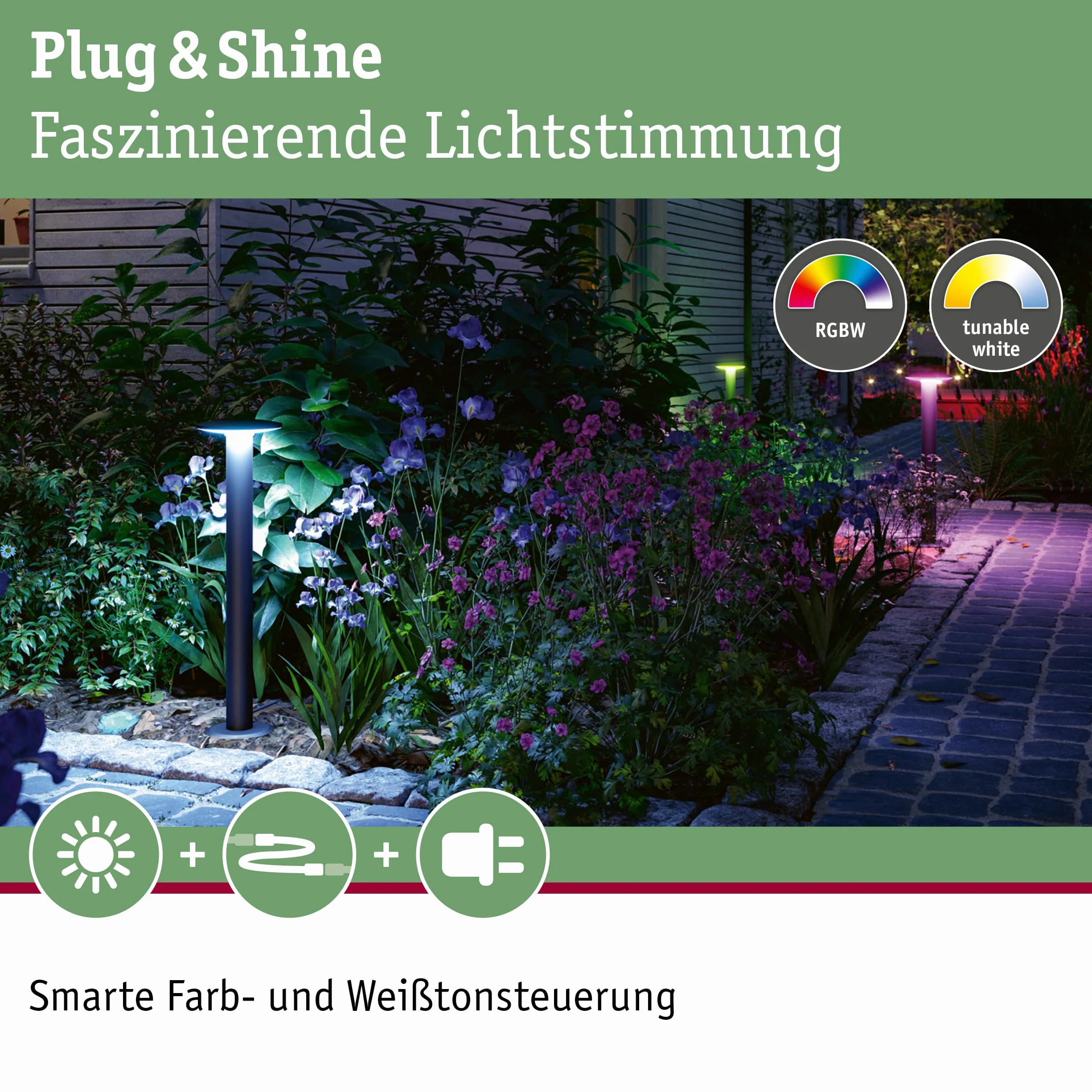 Paulmann 94756 LED oprawa zewnętrzna, oprawa słupkowa Smart Home Zigbee Plate przyjazna owadom IP44 600mm RGBW+ 200lm 230V ściemn. antracyt metal