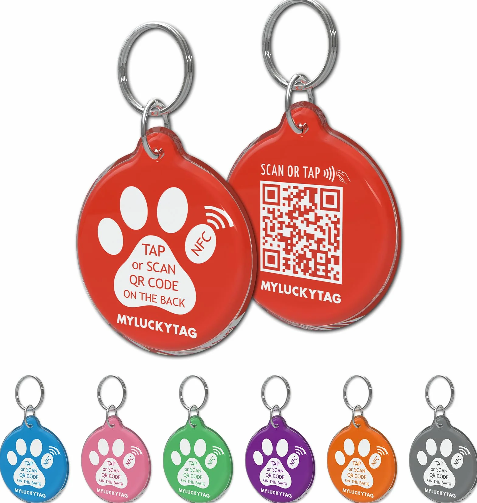 MYLUCKYTAG NFC i kod QR inteligentna zawieszka identyfikacyjna dla zwierząt domowych spersonalizowana zawieszka dla psa, profil zwierzaka online, e-mail z alertem o lokalizacji zwierzaka