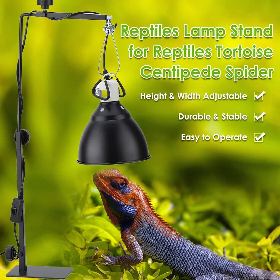 Stojak na lampę z gadami, regulowana wysokość metalowy uchwyt lampy płazy wąż jaszczurka żółw pająk terrarium lampa ciepła wieszak wspornik lampy podłogowej stojak