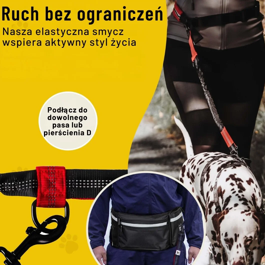 Hundefreund Elastyczne Przedłużenie Smyczy – 120 cm Wymienny Element z Amortyzatorem i 2 Odblaskowymi Uchwytami – Kompatybilne z Bezręcznymi Smyczami dla Psów (Czerwona)