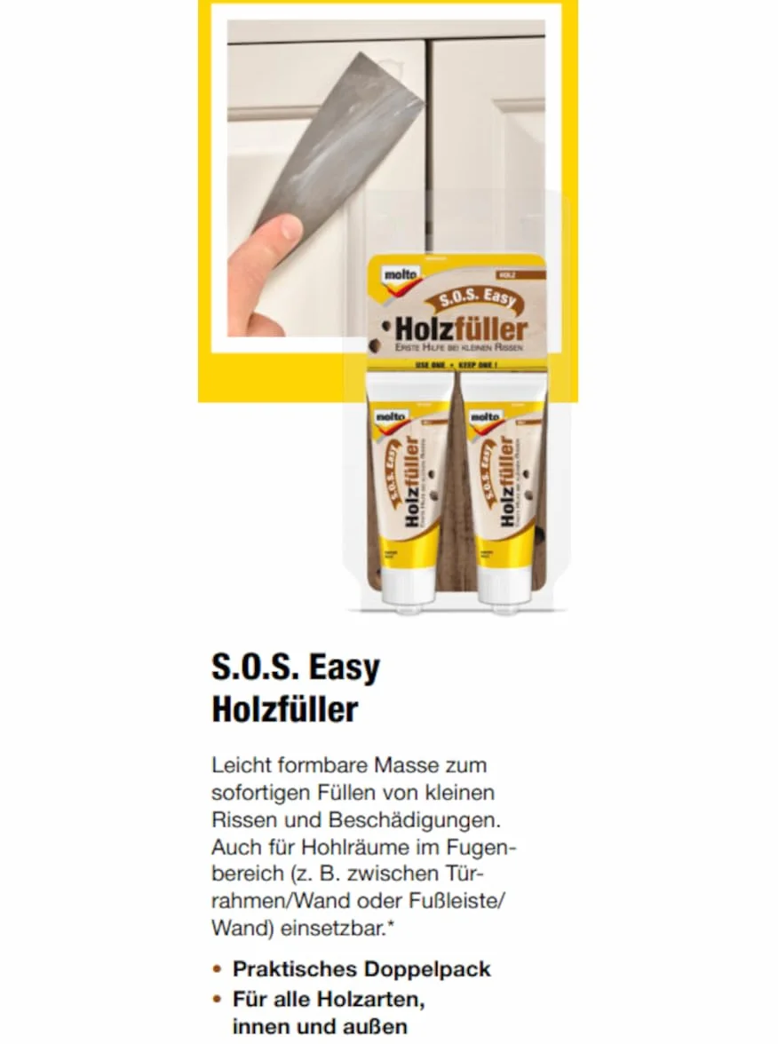 Molto S.O.S Easy wypełniacz do drewna, biały, 2 x 20 ml