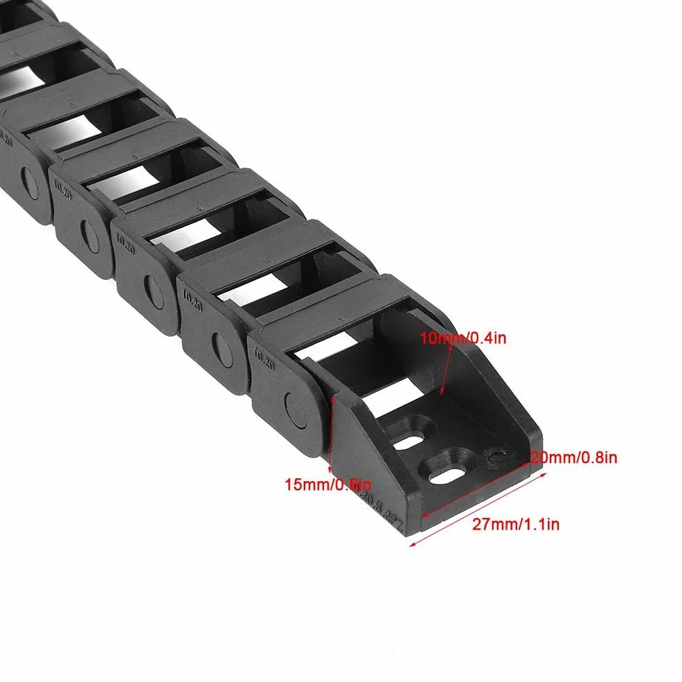 1m R18 Kabelschleppkette Schwarz Nylon Drahtträger CNC Werkzeugmaschine 10x20mm