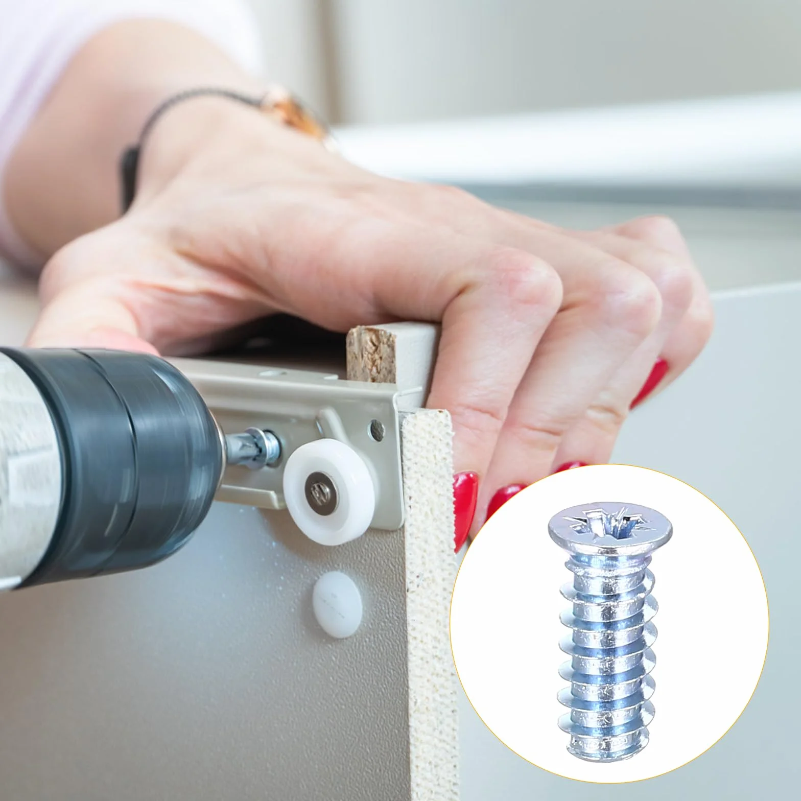 210 sztuk śrub euro, śrub meblowych do zawiasów, z płaskimi łbem stożkowym, do szuflad, szafek, prowadnic szuflad, M6,3 x 11 mm/13 mm/16 mm