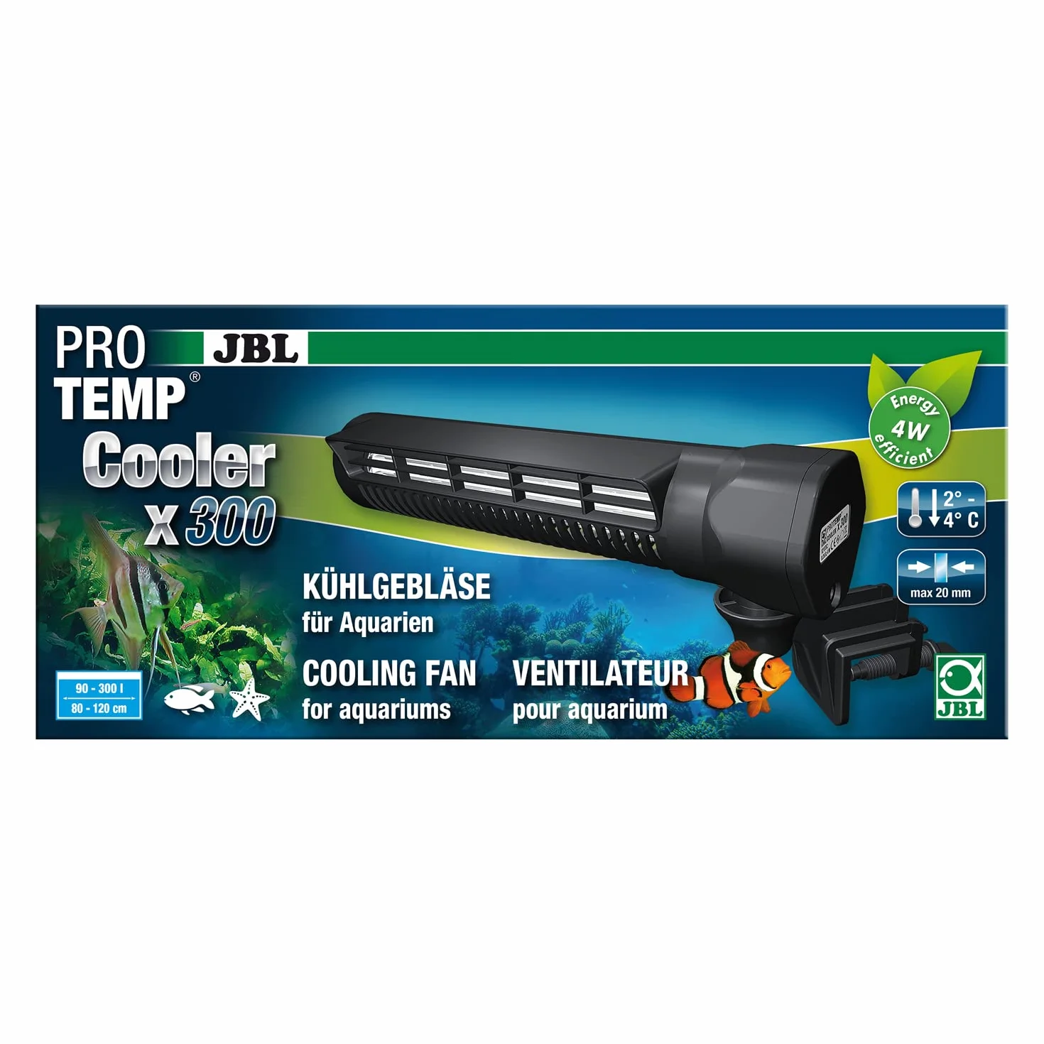 JBL PROTEMP Cooler x300, wentylator chłodzący, do akwarium 90 do 300 l, woda słodka i woda morska