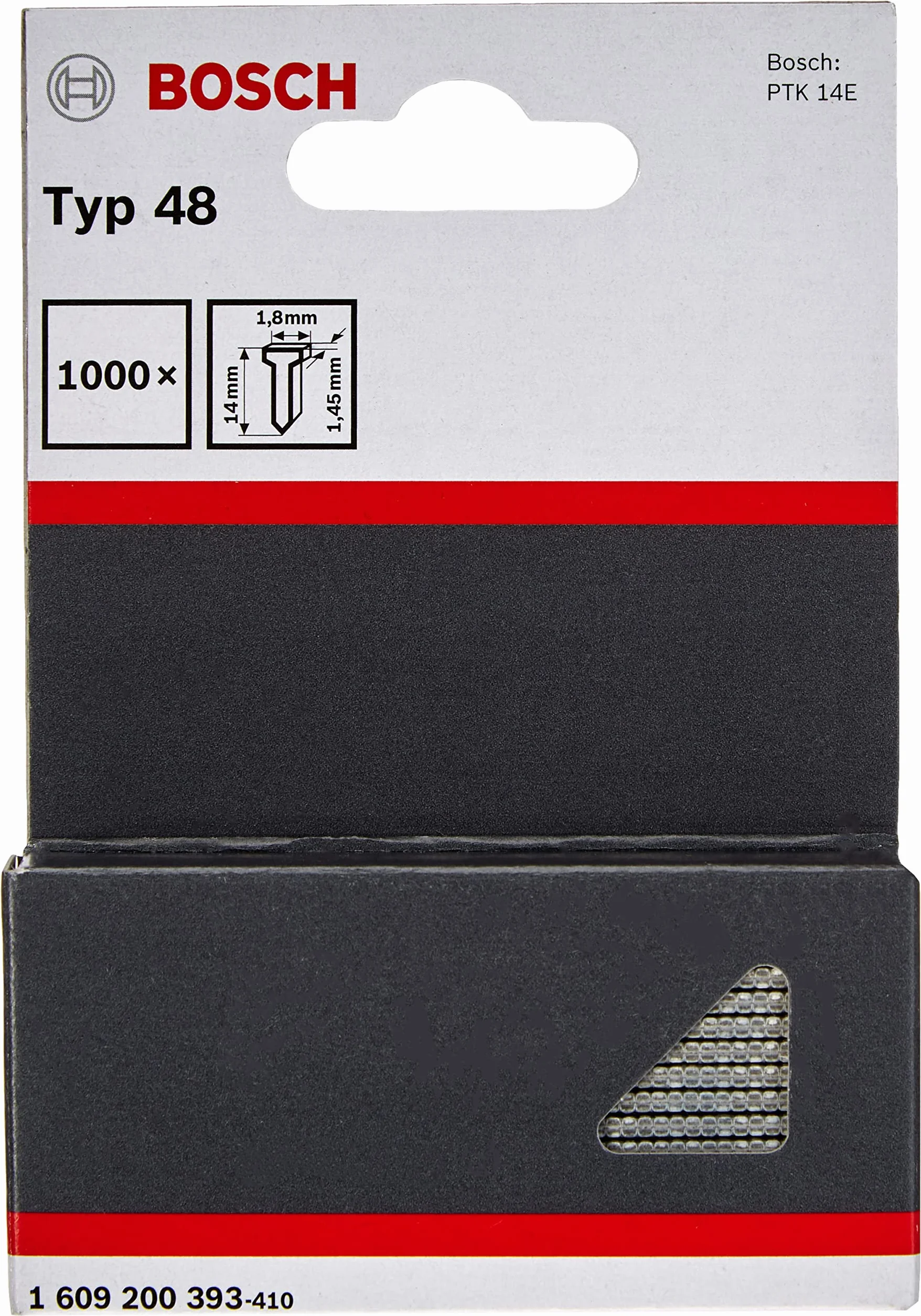 Bosch Professional Accessories Professional 1609200393 1000 gwoździ 14 mm, szare, czarne