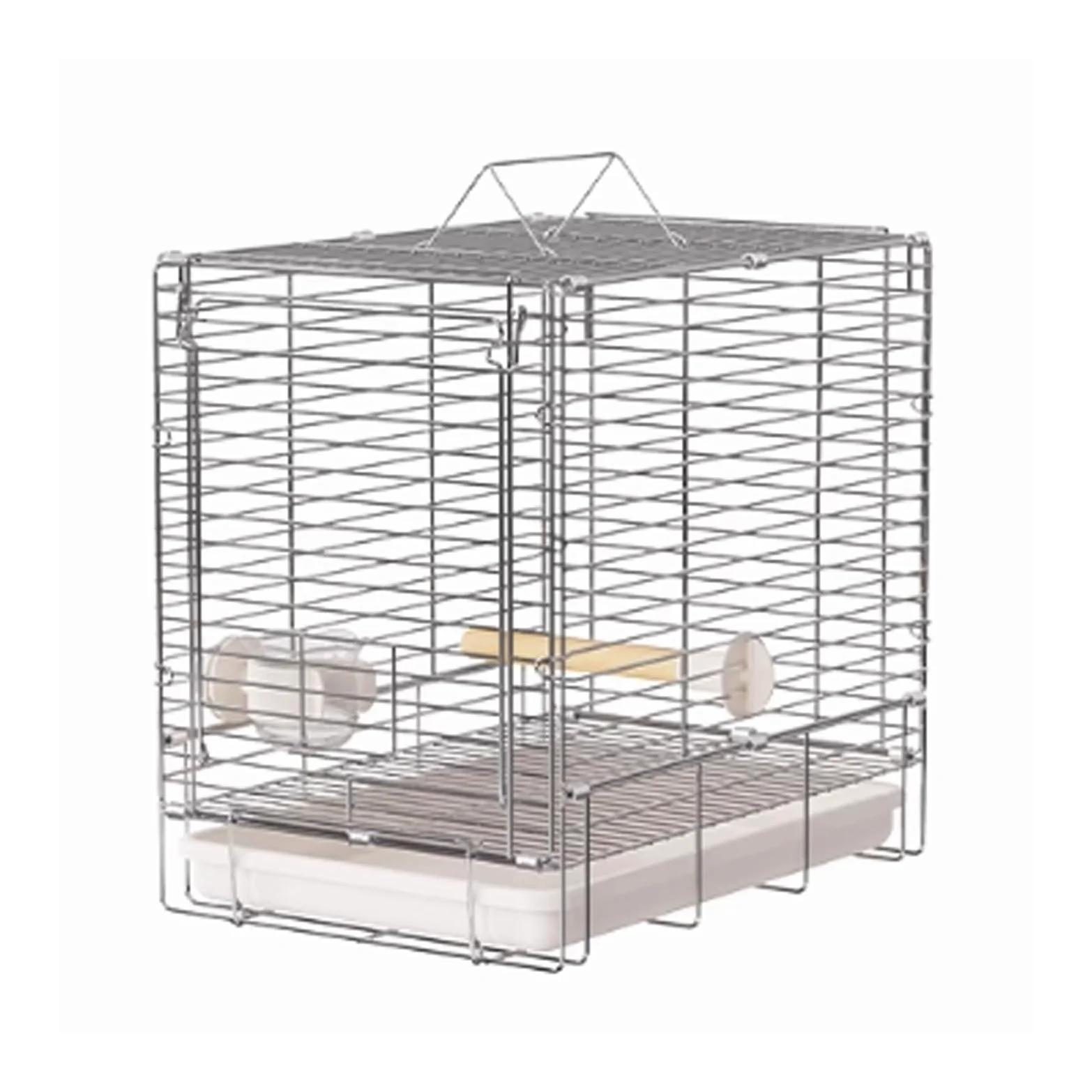 Klatka dla ptaków Składana klatka dla ptaków ze stali nierdzewnej Parrot Outdoor Bird Cage Transport przenośna klatka ręczna Dom dla zwierząt(Biały)