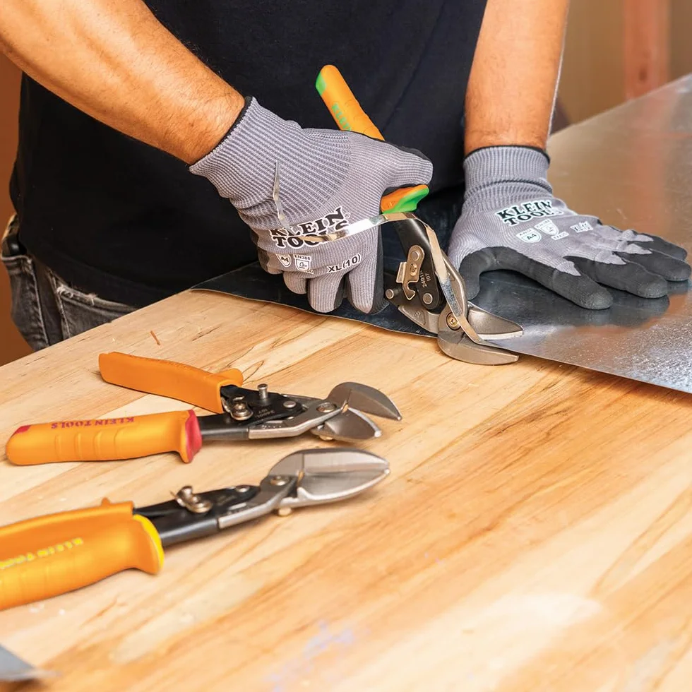 Klein Tools Nożyce do cięcia po lewej stronie, nożyce do cyny lotniczej z kutym ostrzem do precyzyjnego cięcia blachy