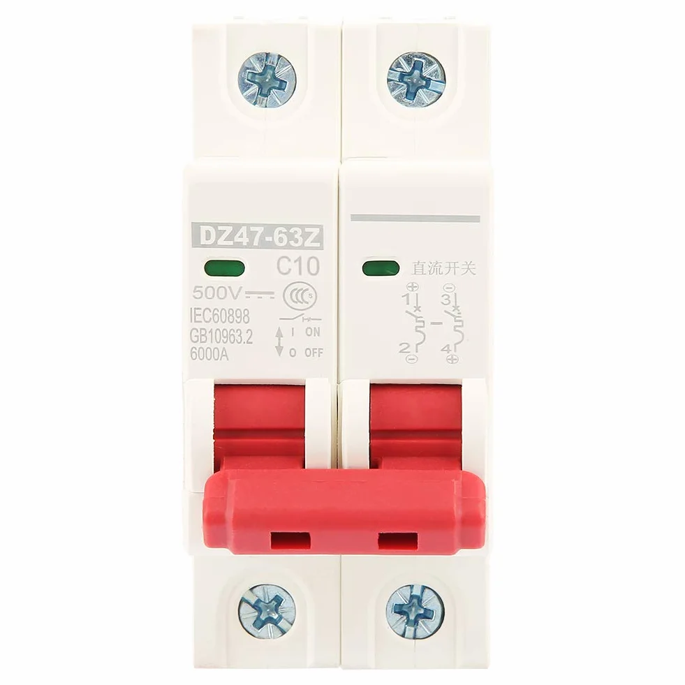 2P DC 500V 10A przerywacz MCB wyłącznik nadprądowy DZ47-63Z-2P (10A)