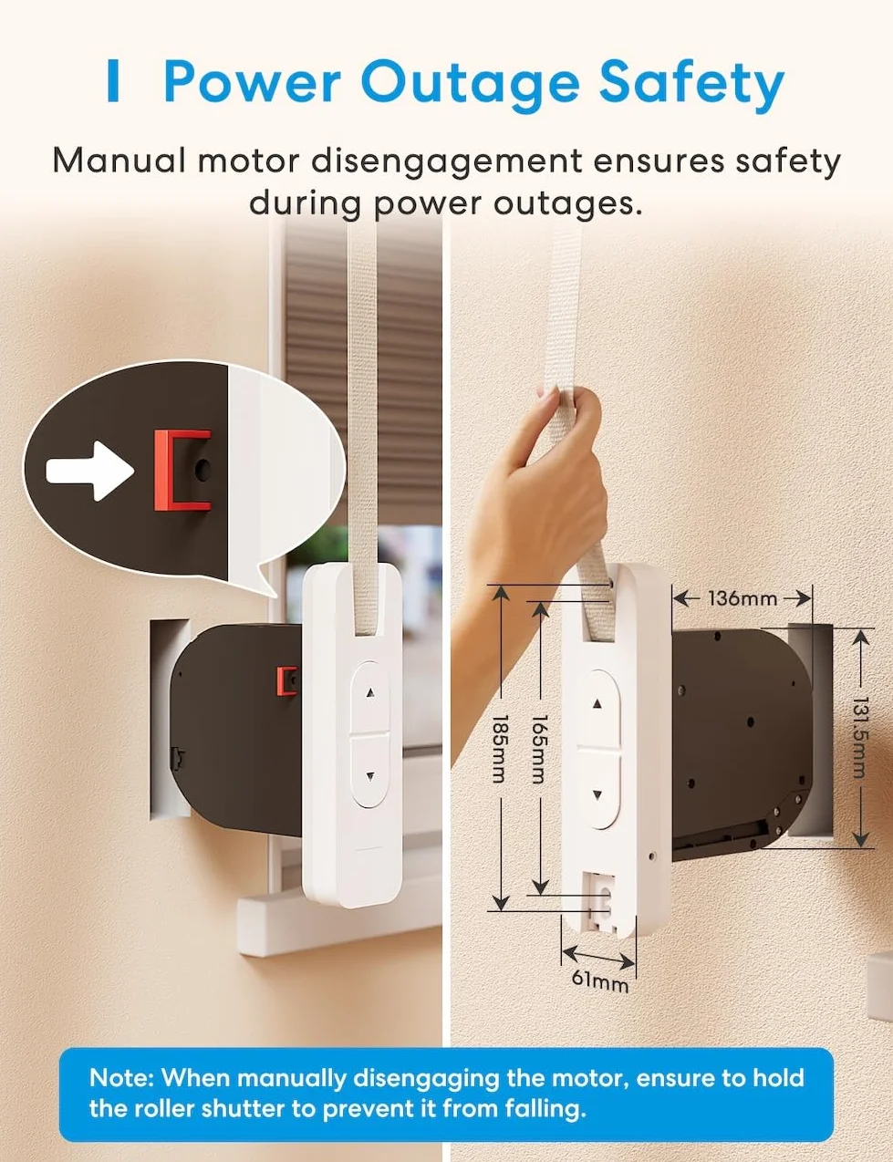 Meross Matter zwijarka taśmowa do rolet, elektryczna, podtynkowa (maks. 45 kg, 6 m²), napęd do rolet Smart Home z automatycznym sterowaniem czasowym i sterowaniem głosowym, kompatybilny z Apple