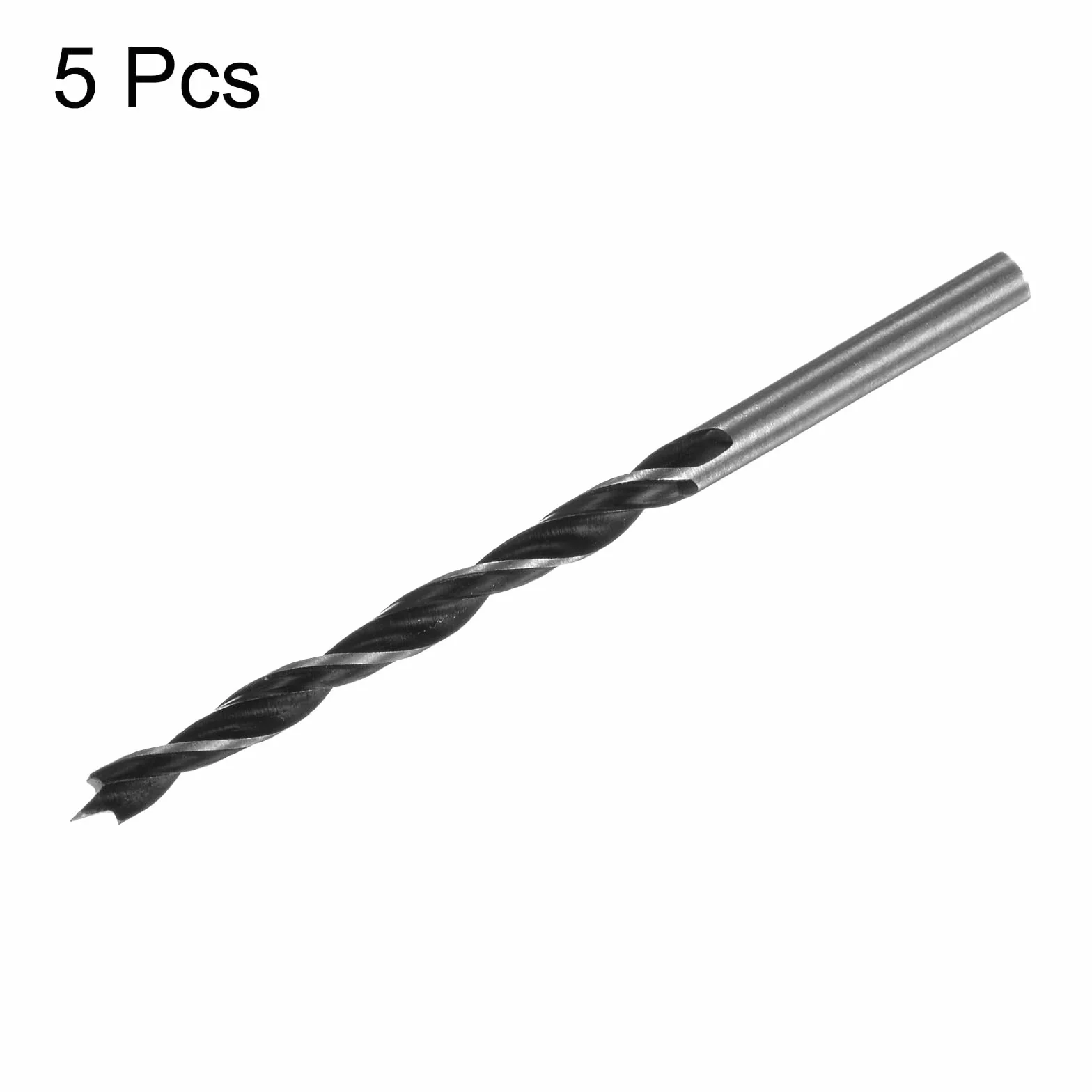 Wiertła Brad Point 4 mm (10/64") stal okrągła wiertło spiralne do drewna 5 szt.
