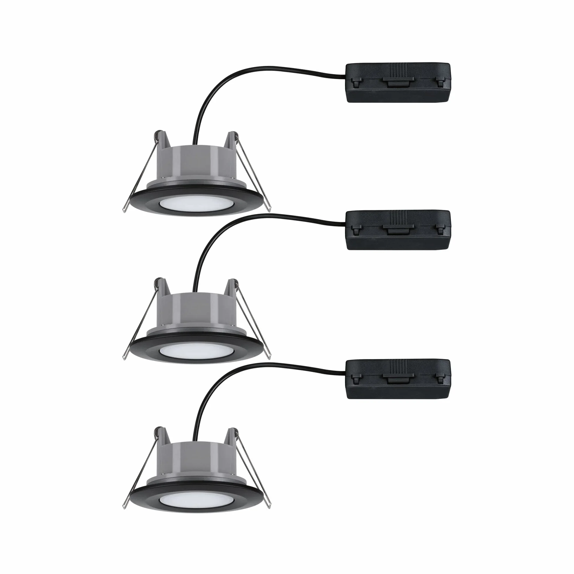 Paulmann 93096 LED oprawa wpuszczana Calla zestaw 3 szt. wychylne IP65 90mm 30° 3x550lm White Switch w zestawie 3x5 W czarny matowy tworz. szt. 3000 K