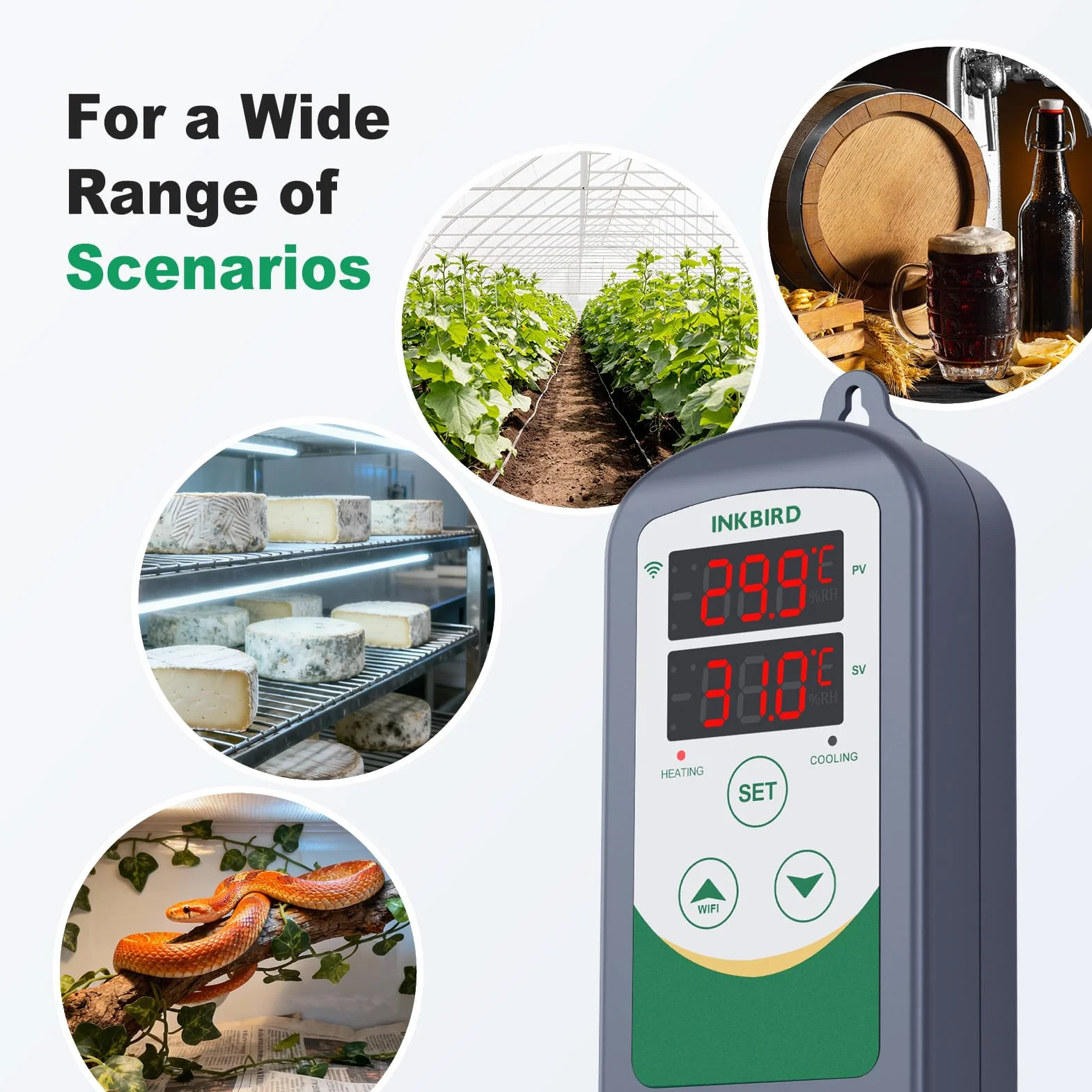 Inkbird ITC-308-WIFI Termostat chłodzenia ogrzewania, kontroler temperatury gniazda za pomocą aplikacji