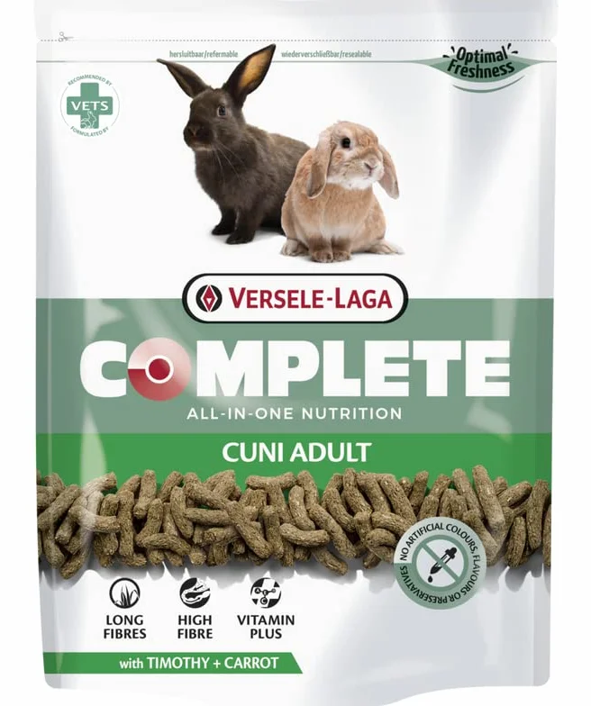 Versele-Laga Complete Cuni Adult | dwupak, 2 x 500 g, pełnoporcjowa karma dla dorosłych królików, smaczne granulki All-in-One, z długimi włóknami i ziołami