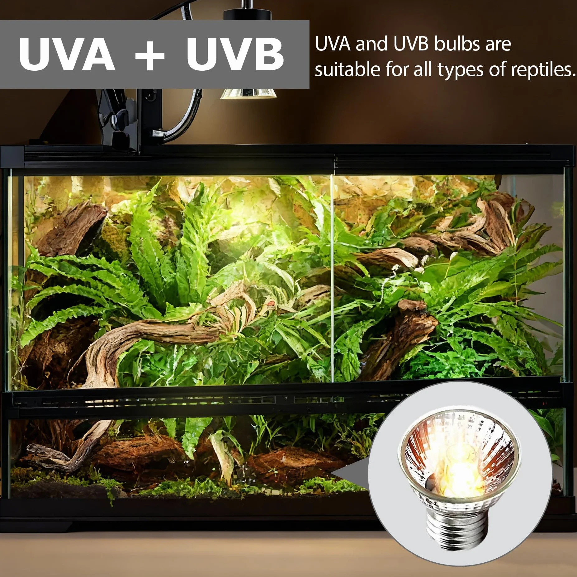 E27 50W UVA UVB żarówka grzewcza dla gadów, żółw, lampa solarna pełne spektrum do terrarium