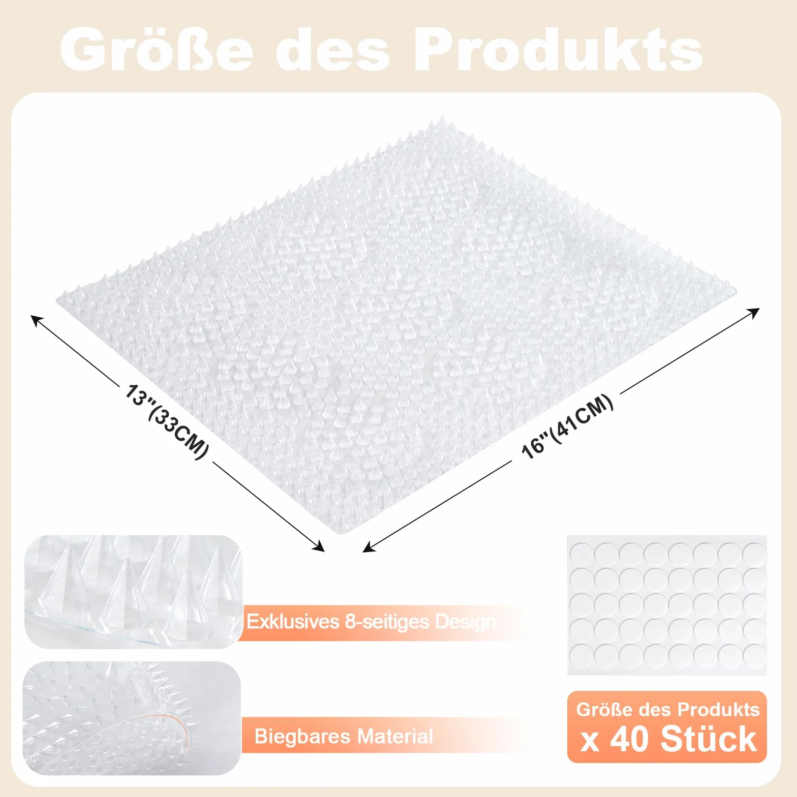 Uross Mata ochronna dla kotów – zestaw bariery dla kotów (10 sztuk) 41 x 33 cm kwadratowa – mata Scat Mat z 2,5 cm plastikowymi kolcami, mata ochronna dla kotów, środek odstraszający koty, psy, do