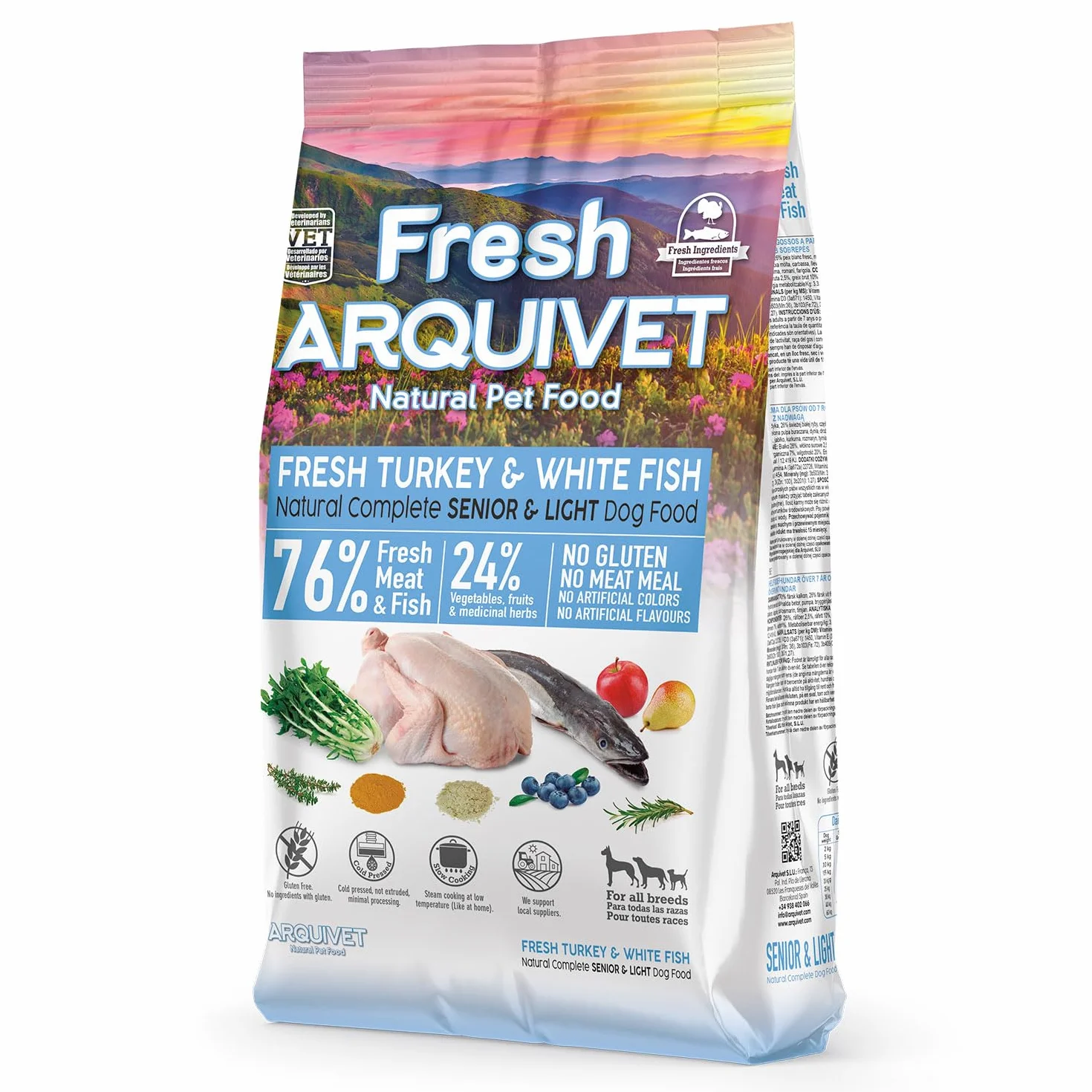 Arquivet Fresh Senior Light Turkey & White Fish 2,5Kg - Karma półwilgotna
