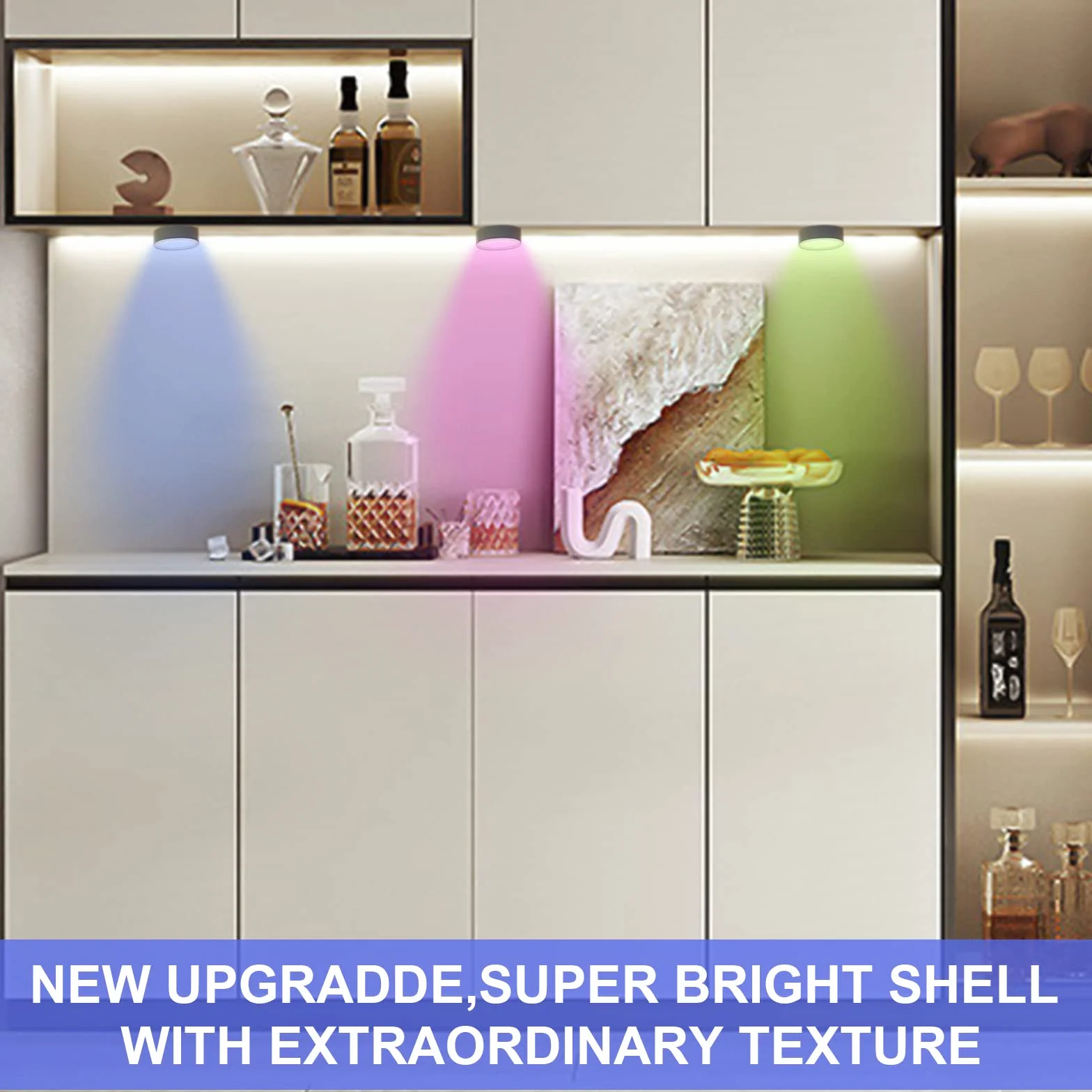 Reflektory LED RGB zasilane bateriami z pilotem zdalnego sterowania, 16 zmieniających się kolorów, oświetlenie szafy, możliwość ściemniania, oświetlenie witryny, bezprzewodowa, dotykowa lampa LED,