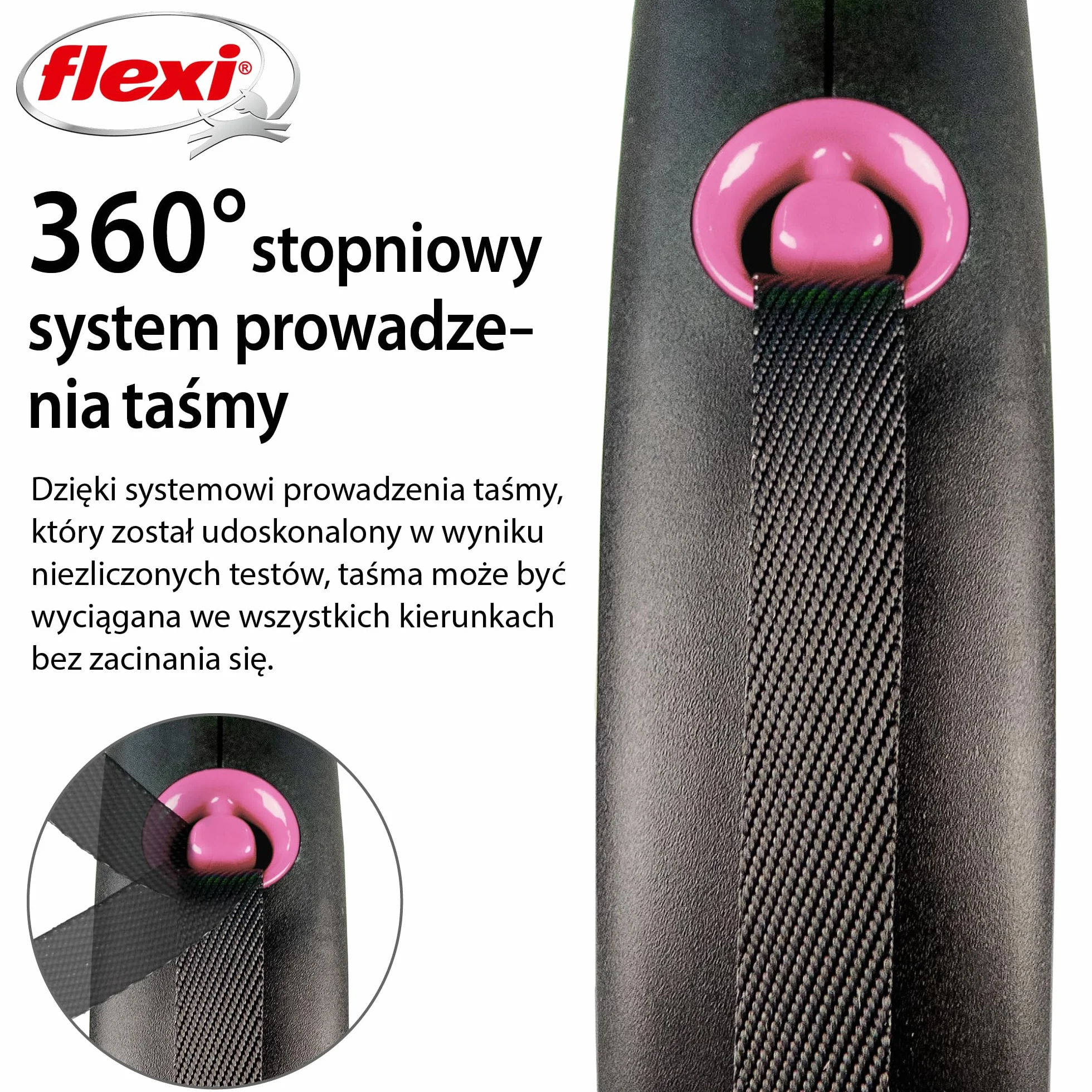 Flexi smycz automatyczna Black Design taśma S 5m różowa