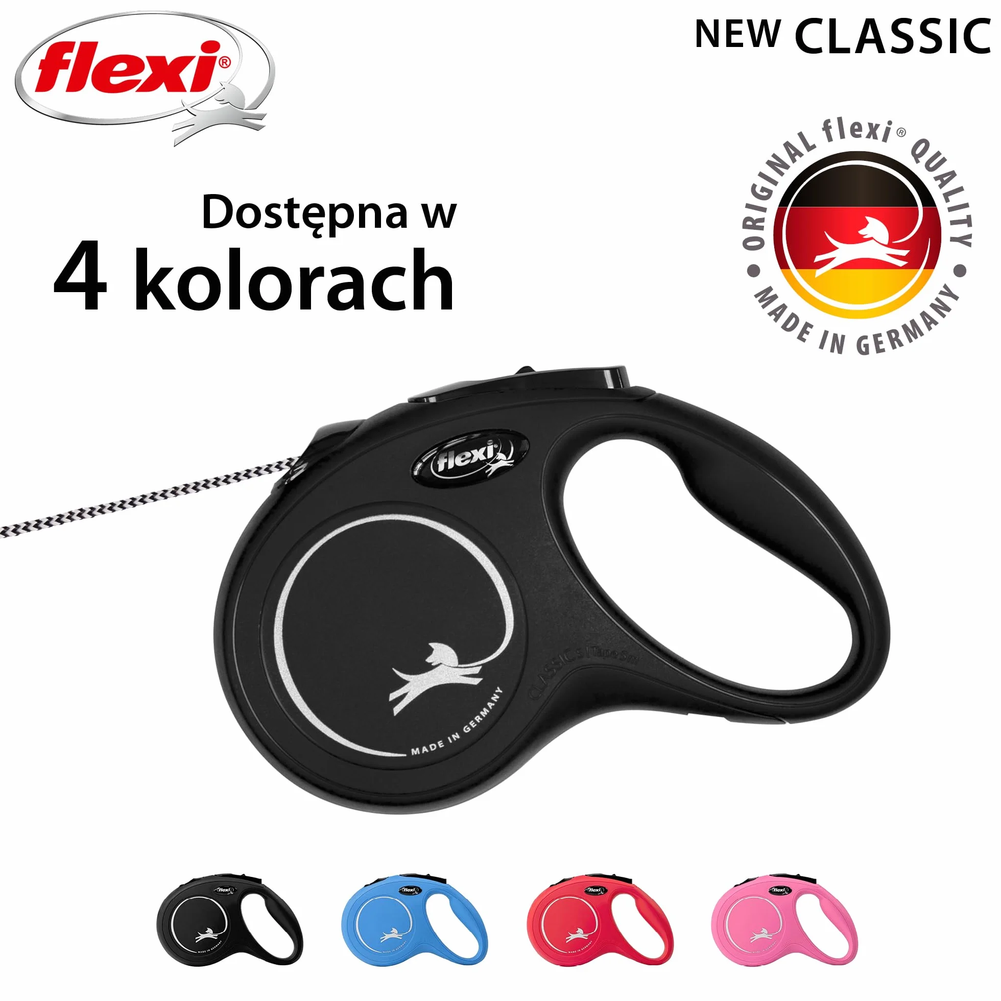 Flexi New Classic Smycz Automatyczna 8 m Czarny