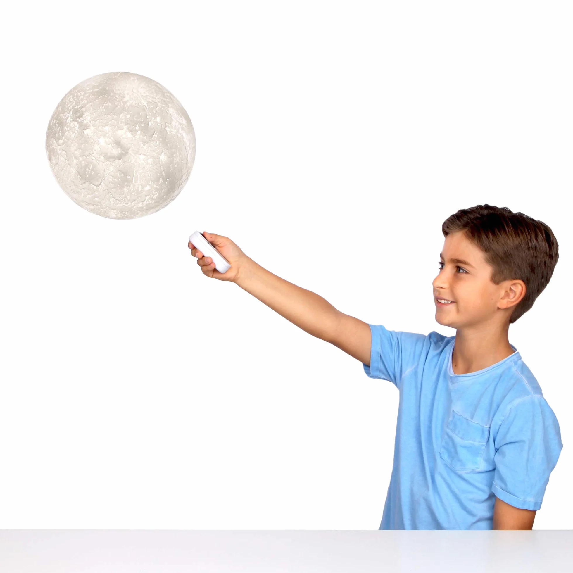 Basic Fun Moon In My Room, Uncle Milton, 18025, lampka nocna dla dzieci, cykl z 12 ustawieniami księżyca, dekoracja pokoju dziecięcego, zdalnie sterowane, miętowa lampa księżycowa dla dzieci, szara