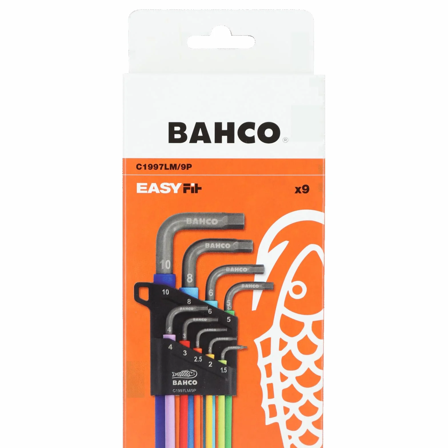 Bahco C1997LM/9P 9-częściowy metryczny długi koniec kulkowy kolorowy sześciokątny zestaw kluczy imbusowych 1,5-10 mm