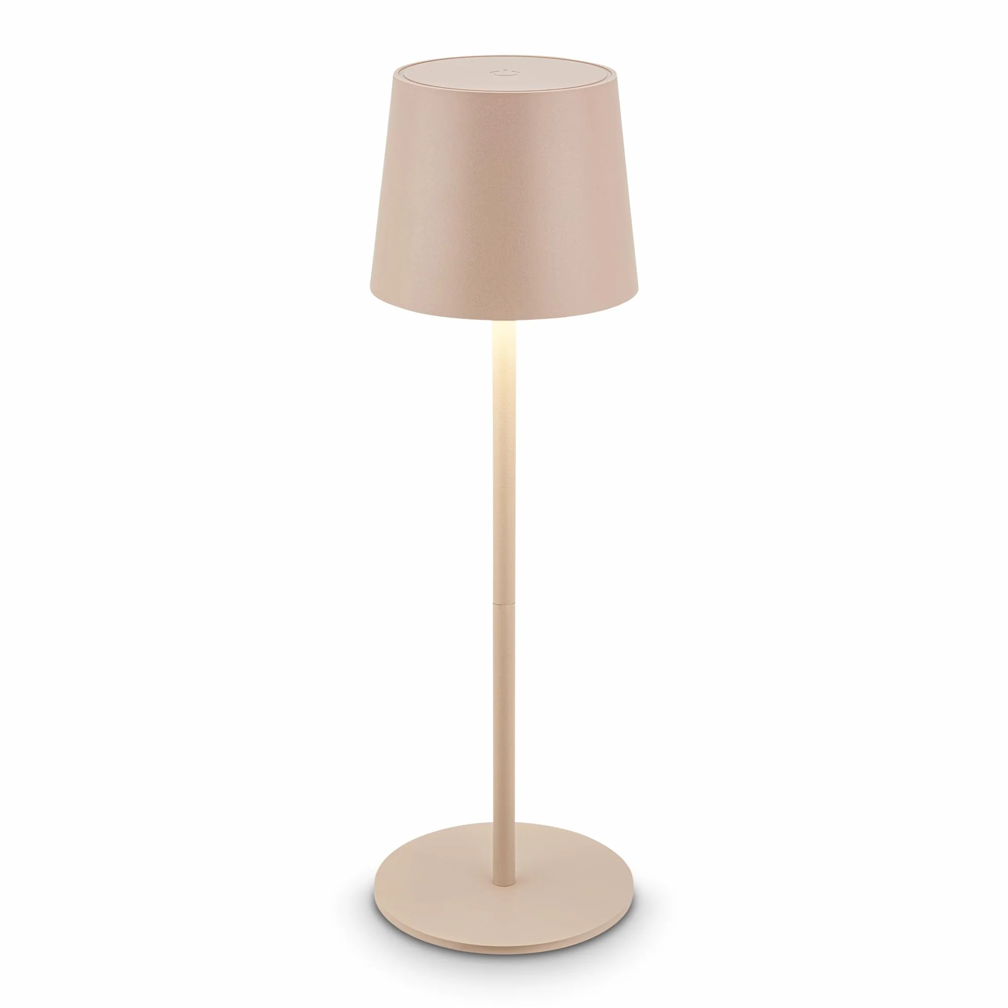 BRILONER - Lampa stołowa LED bezprzewodowa IP44 z dotykiem, ściemniana, akumulator i wymienne źródło światła, lampka nocna, lampa LED, kempingowa, akumulatorowa, 11x34,5cm, beżowy