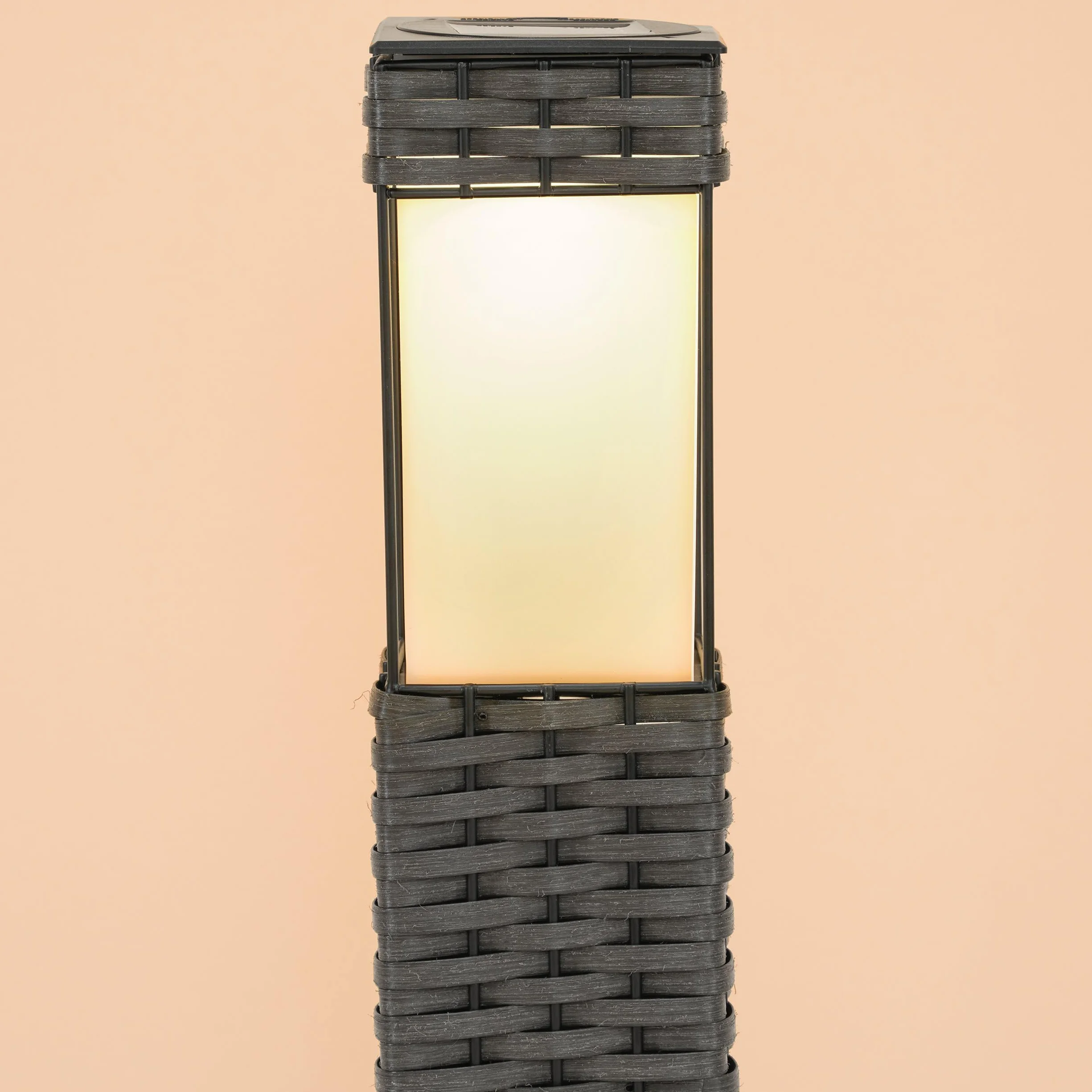 Esotec 102073 solarna lampa stojąca, plecionka rattanowa, LED, akumulator, równomierny rozkład światła, lampa ogrodowa, latarnia solarna, oświetlenie ścieżki, lampy solarne, odporne na warunki