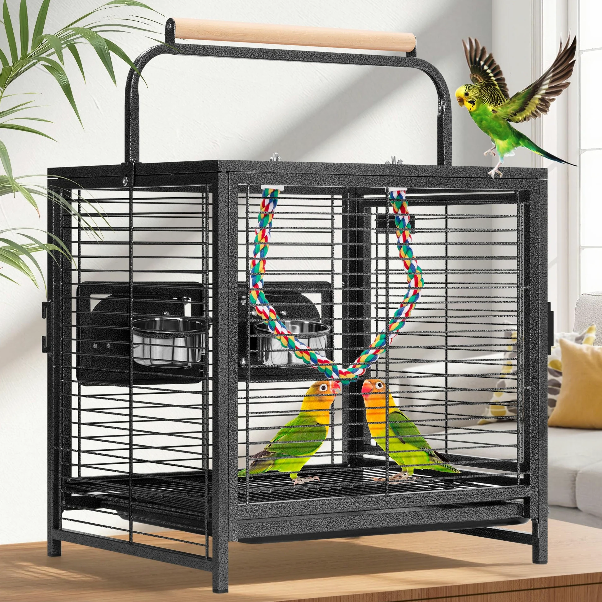 VIVOHOME 48 cm Klatka dla Ptaków Transportowa z Kutego Żelaza dla Papug Conure Nimf Falistych