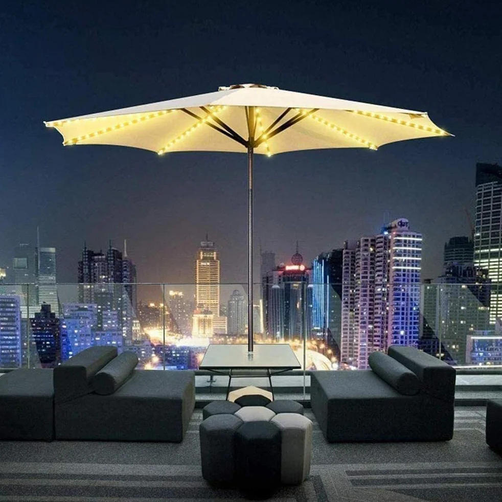 Solar Parasol Oświetlenie z Pilotem 104 LED 8 Trybów Fairy Lights Parasol Light na Patio Zewnętrzne i Wewnętrzne Oświetlenie Dekoracyjne