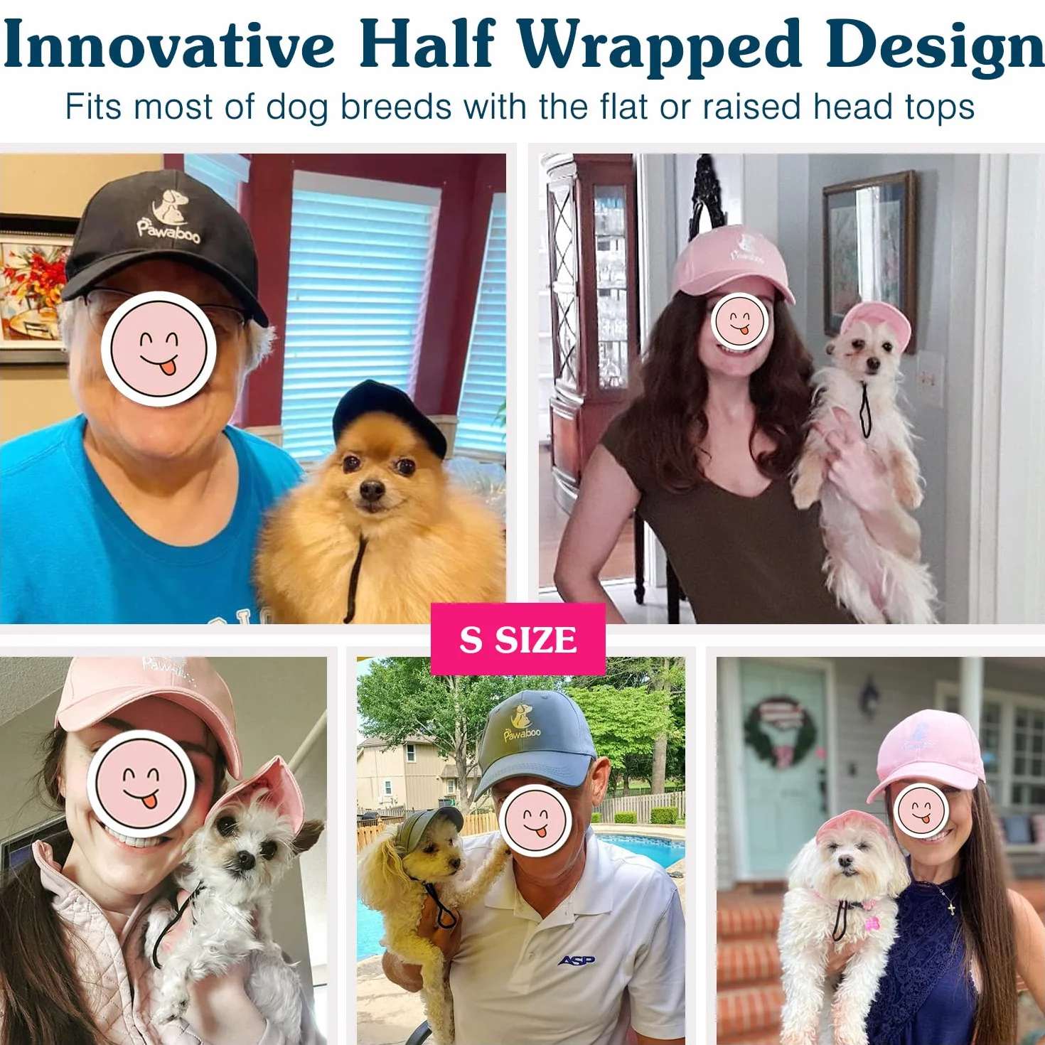 Pawaboo Czapka bejsbolowa dla zwierząt domowych, 2 sztuki, czapka przeciwsłoneczna z otworami na uszy i regulowanym paskiem pod brodę, czapka dla zwierząt domowych, czapka dla zwierząt domowych,