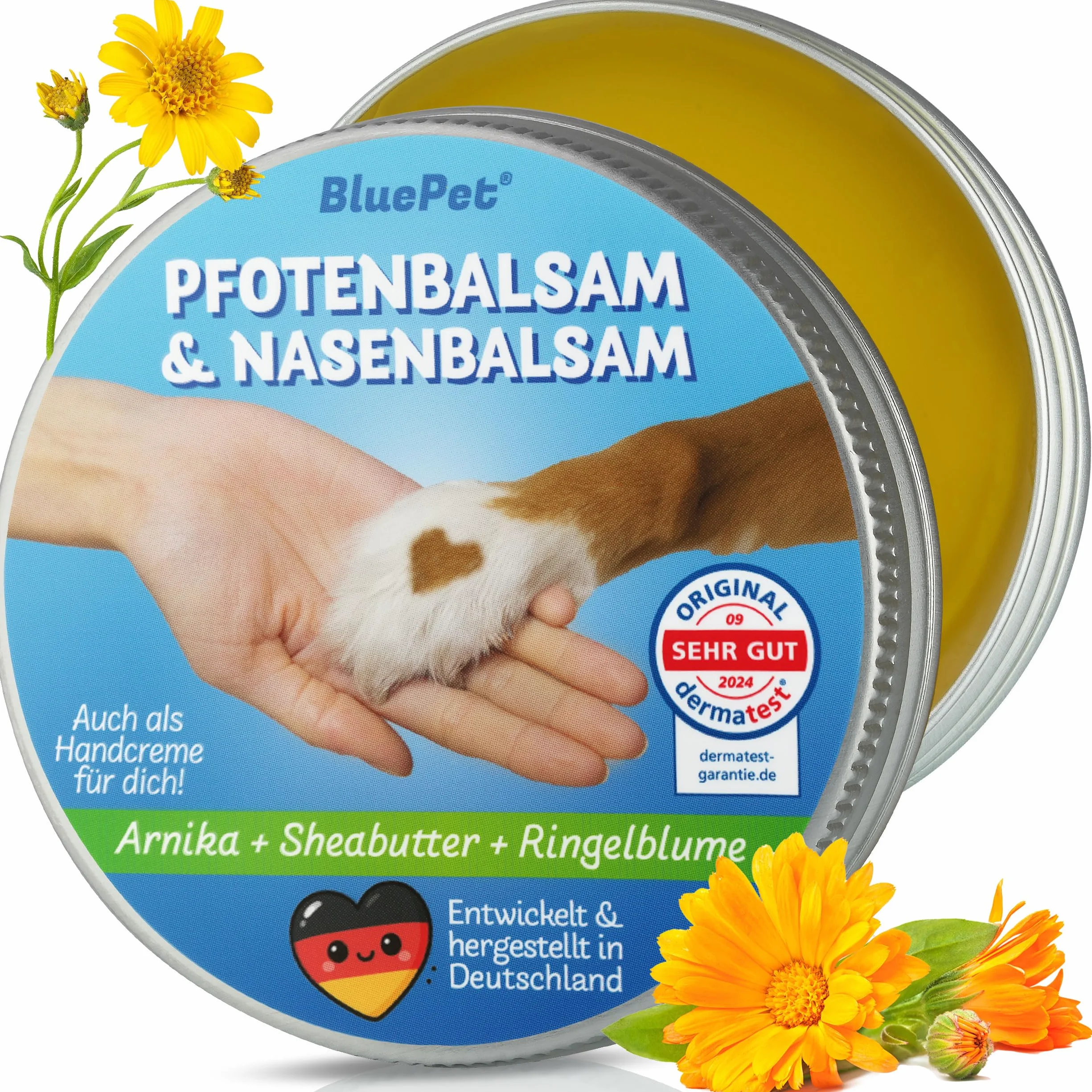 BluePet Balsam do łap psa i krem do rąk 50 ml – pielęgnacja łap psa przeciwko suchym i popękanym łapom i nosowi – naturalna ochrona i balsam pielęgnacyjny dla psów